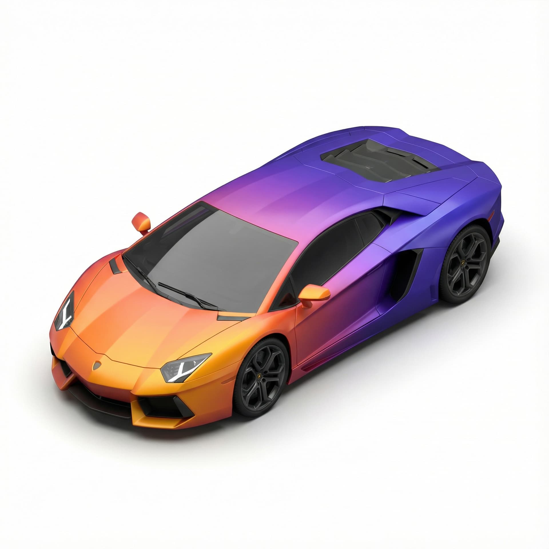 Lamborghini car with glossy vinyl and gradient vibrant color palette