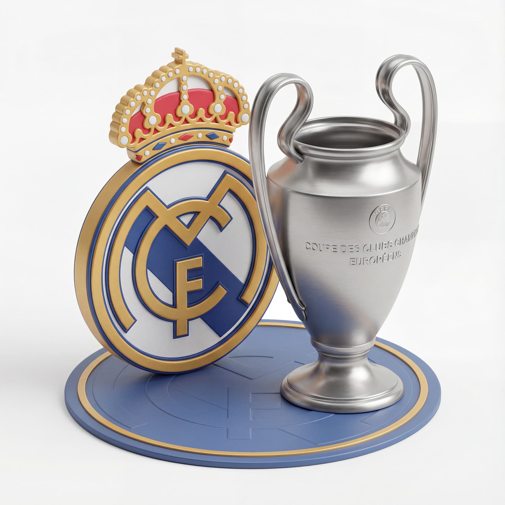 real madrid logo with ucl trophy