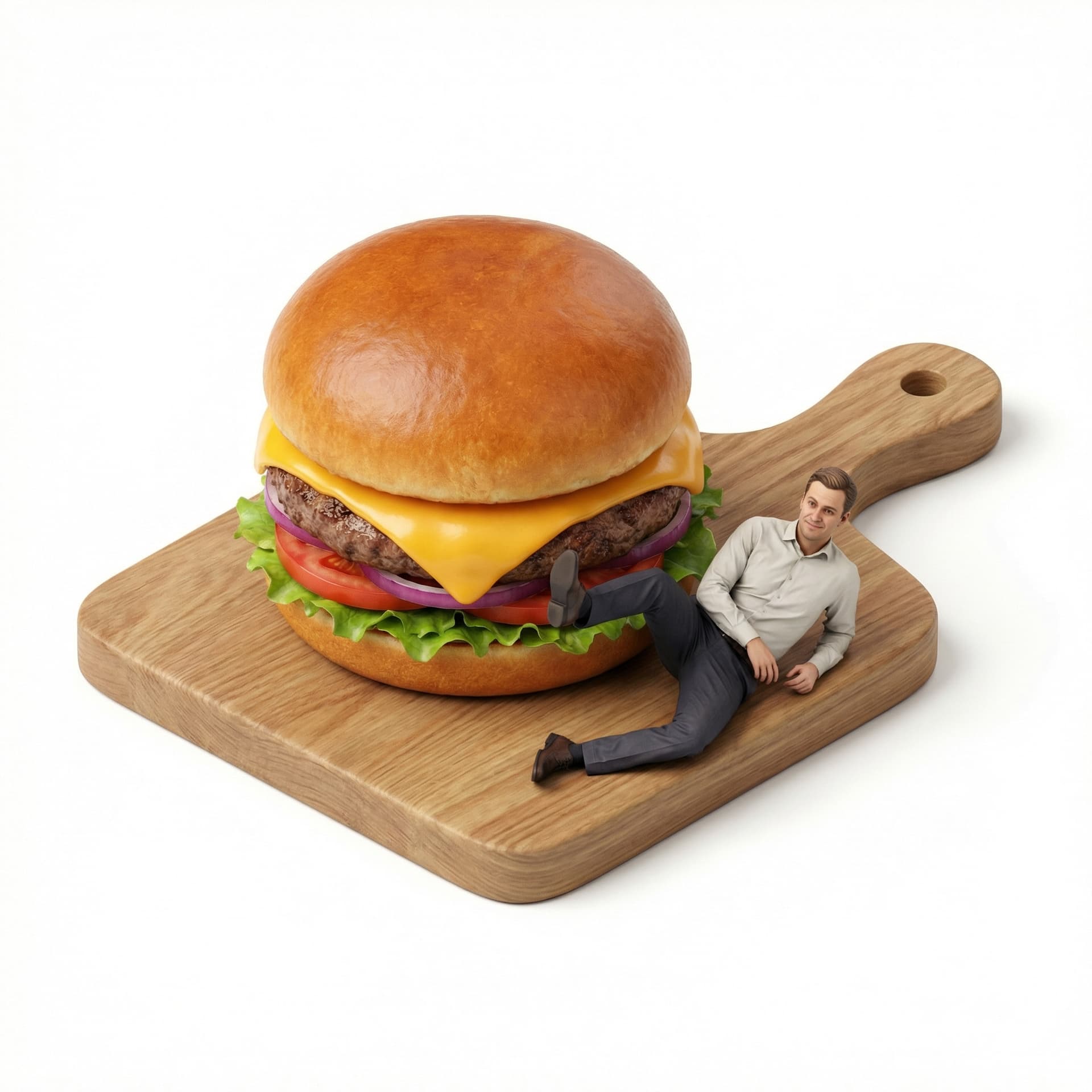 overall it's correct just make the men on floor more realistic and detailled less cartoon. and make his top clothe lighter. One leg can be a bit up and bending just to accentuate the weirdness of the situation