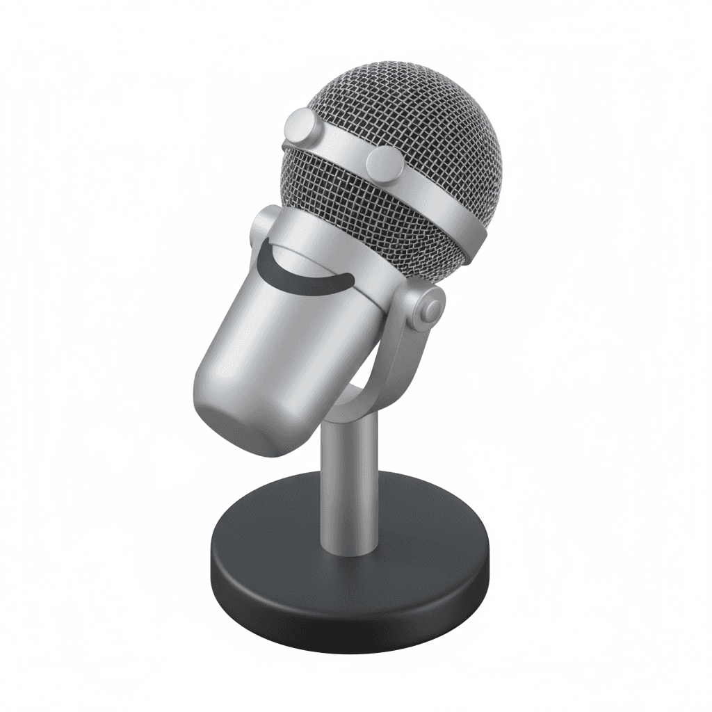 A smiling face subtly formed by a microphone outline
