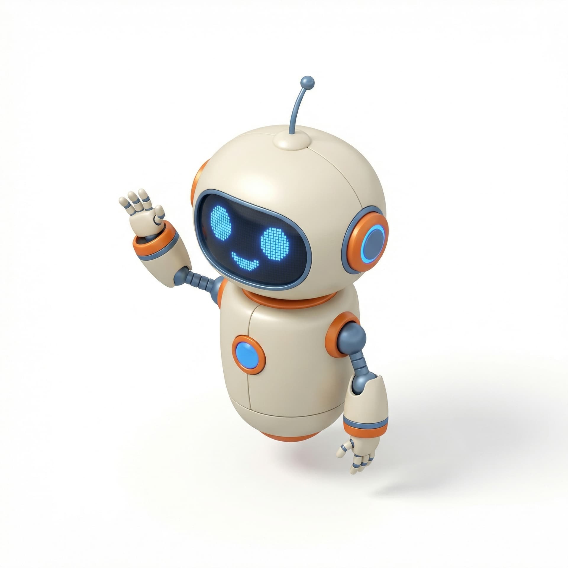 A cute robot waving hello