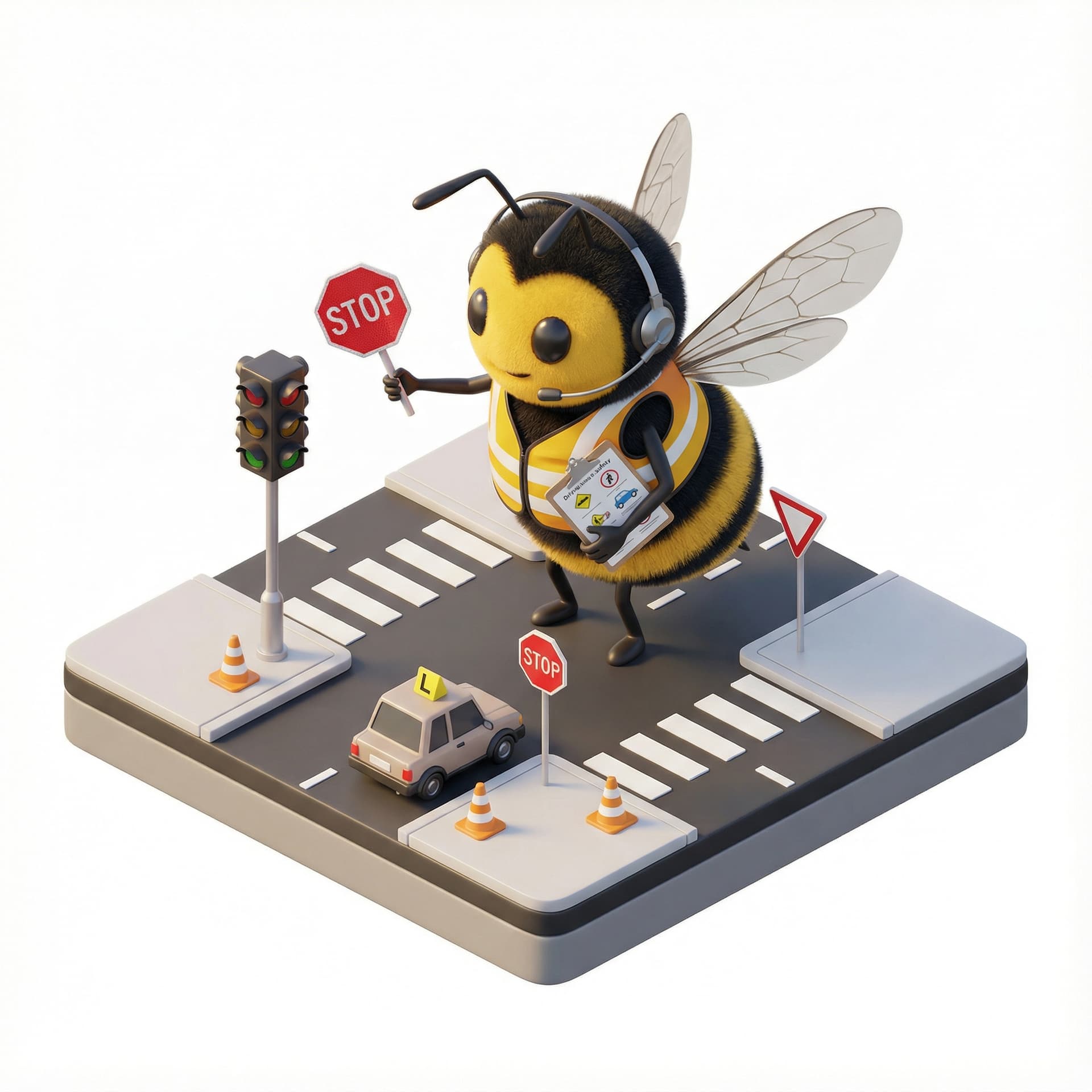 a bee that teaches traffic safety (and teaches people how to drive)