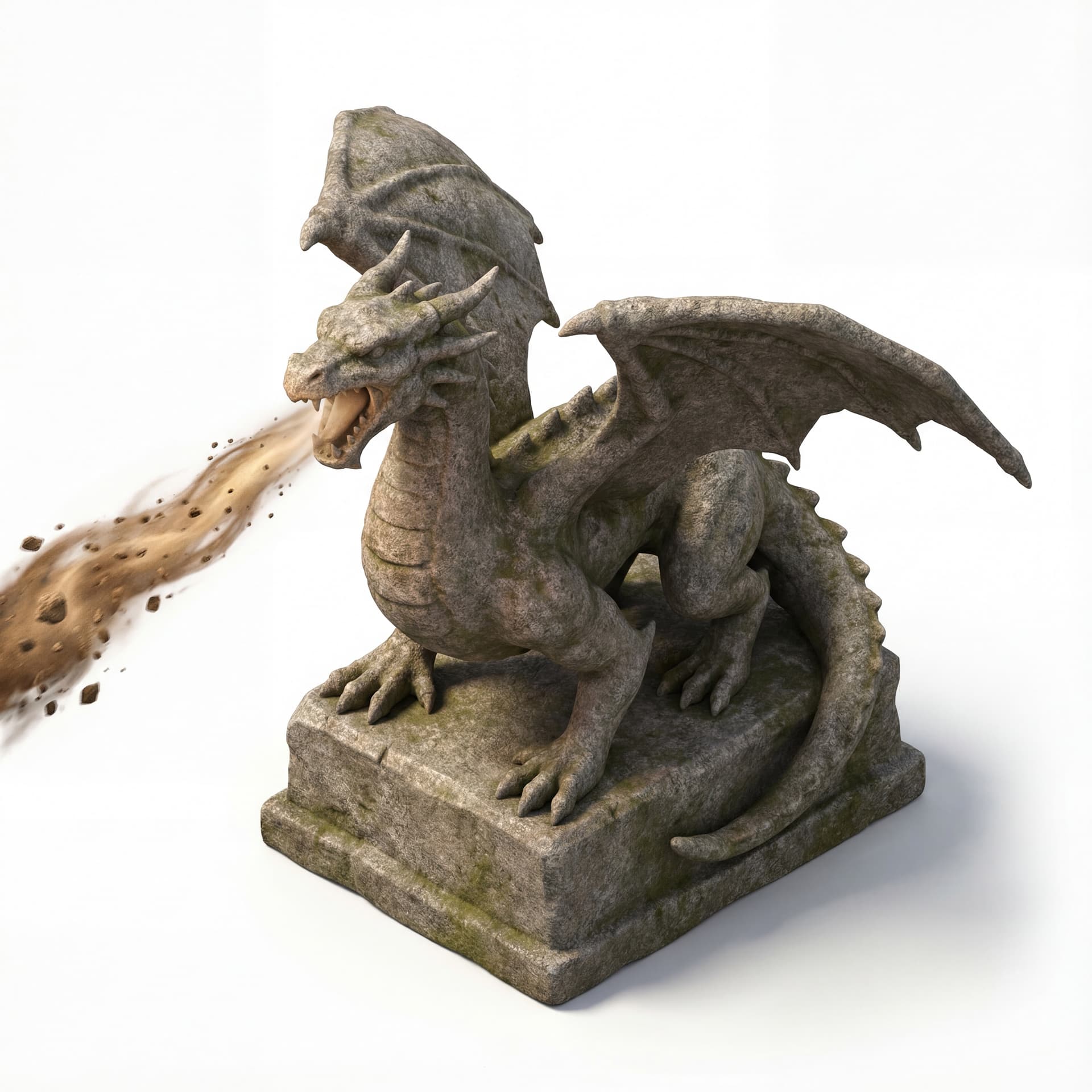 a stone dragon roaring out an earthy laser