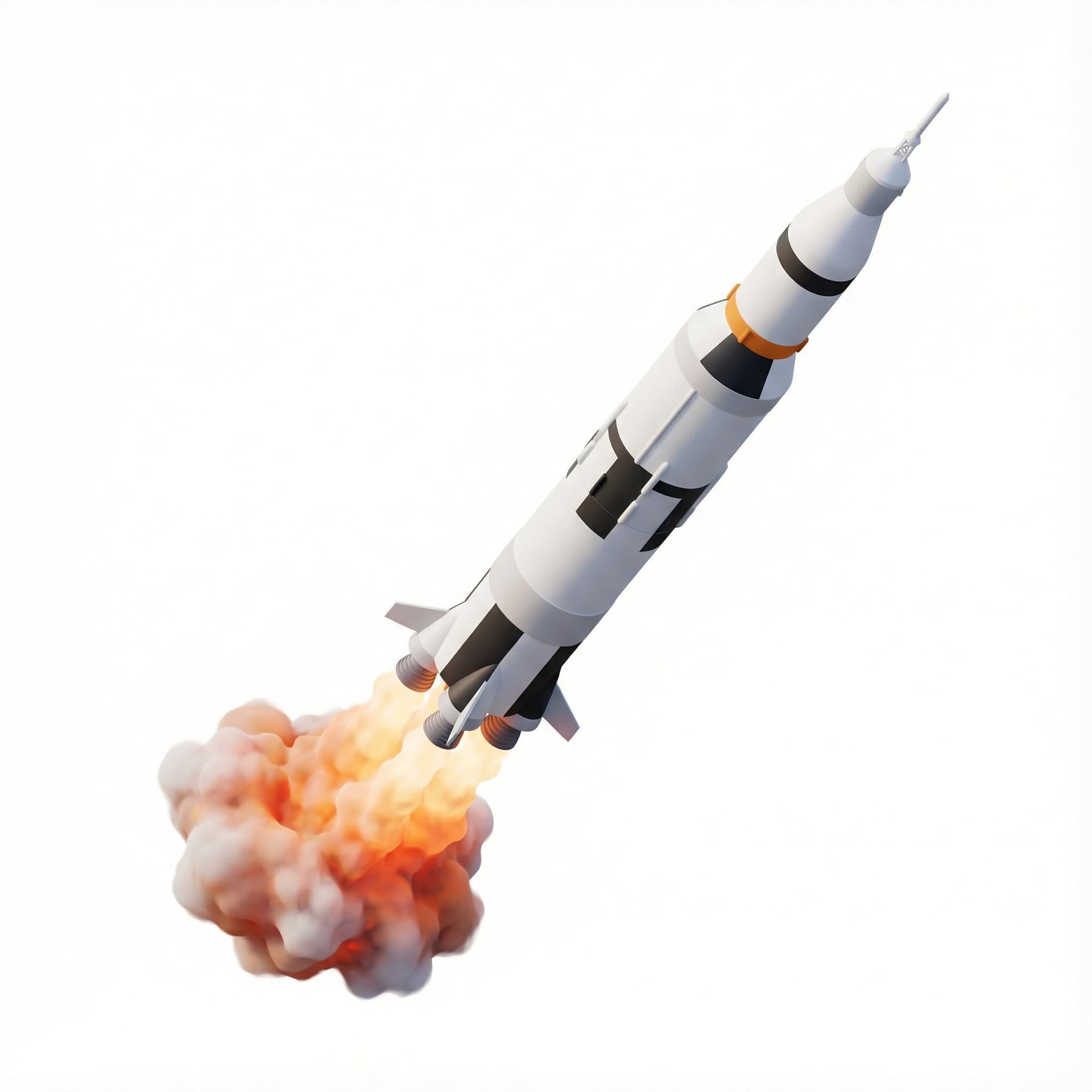 A rocket ship launching into space