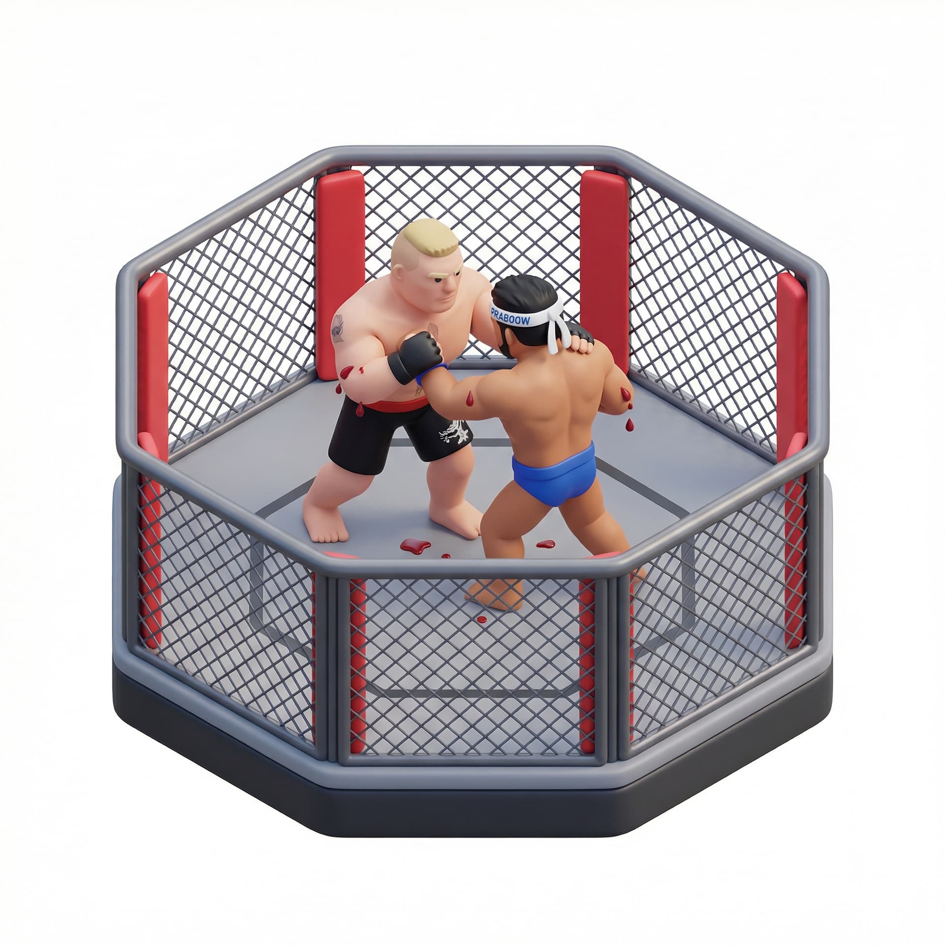 praboow fighting brock lesnar in a cage with blood running