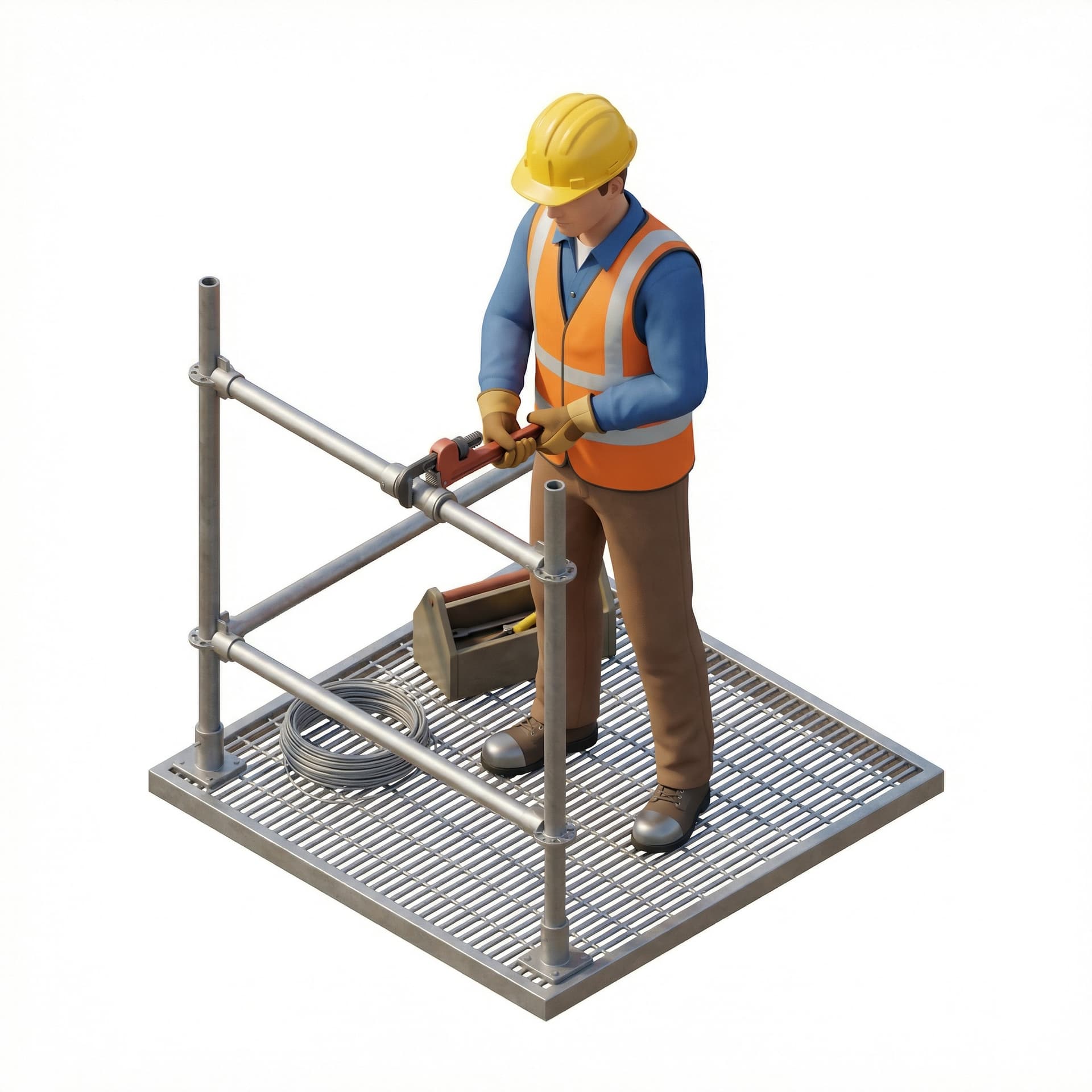 a worker wearing a vest and performing a job (this will be used in a gig marketplace)