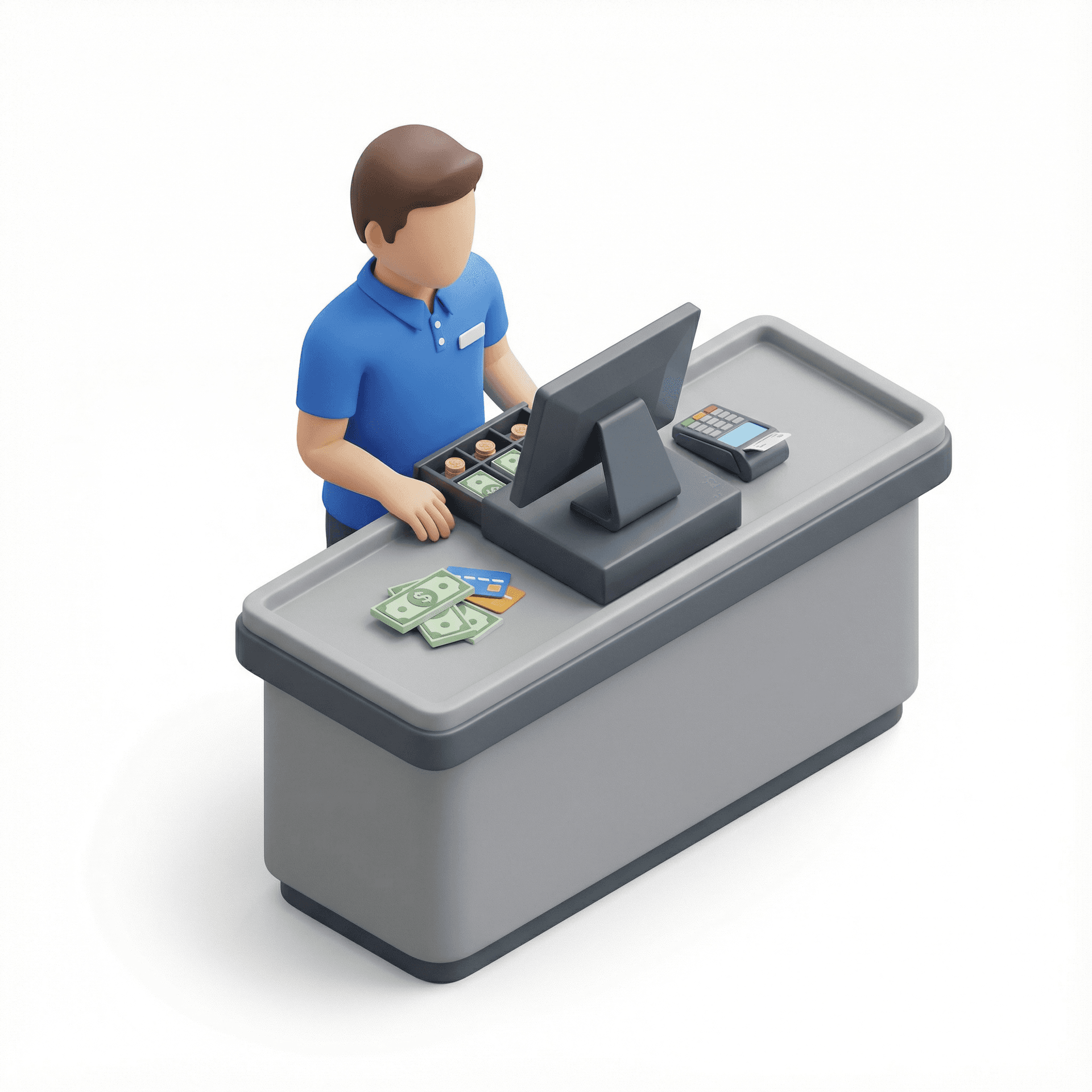 a cashier with money 