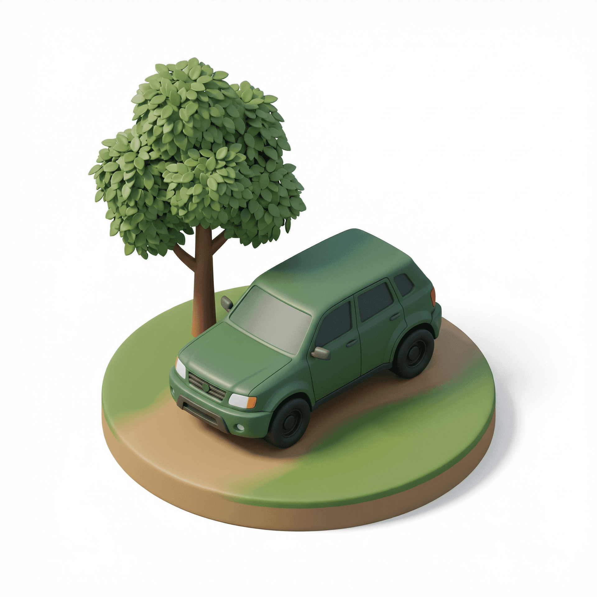 Car beside tree
