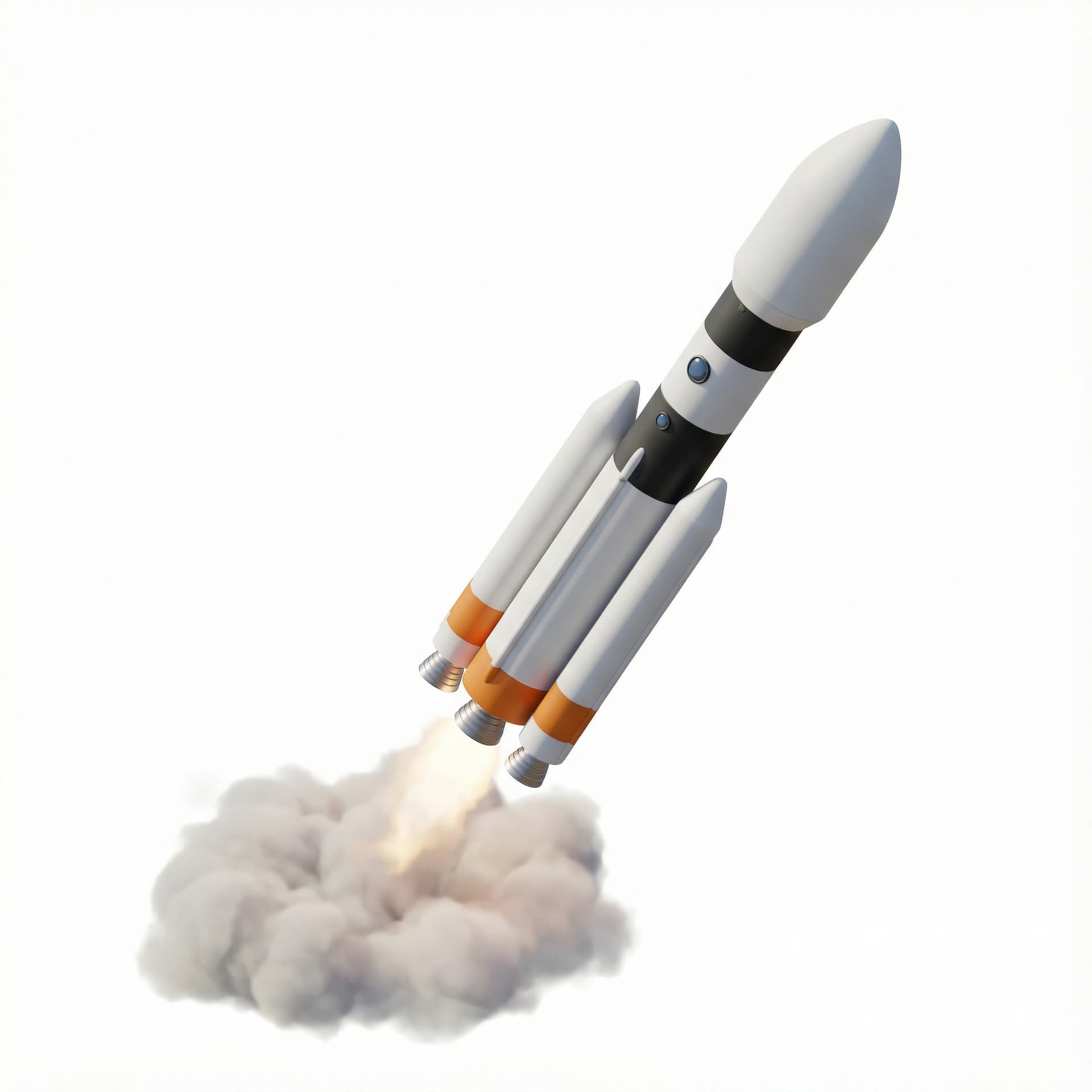 A rocket ship launching into space