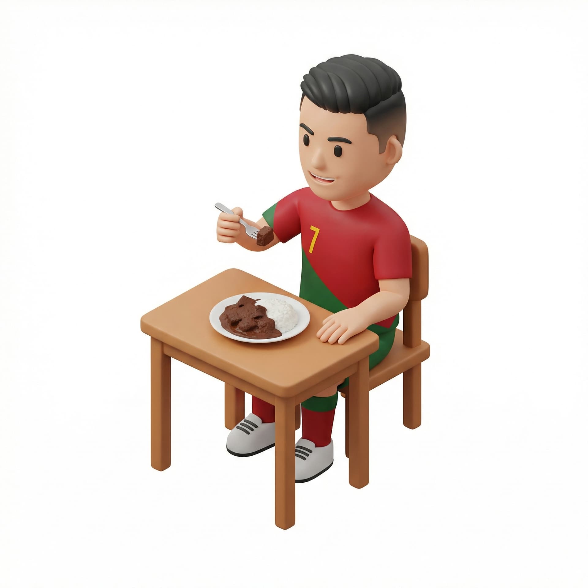 tolong buatkan ronaldo memakan rendang