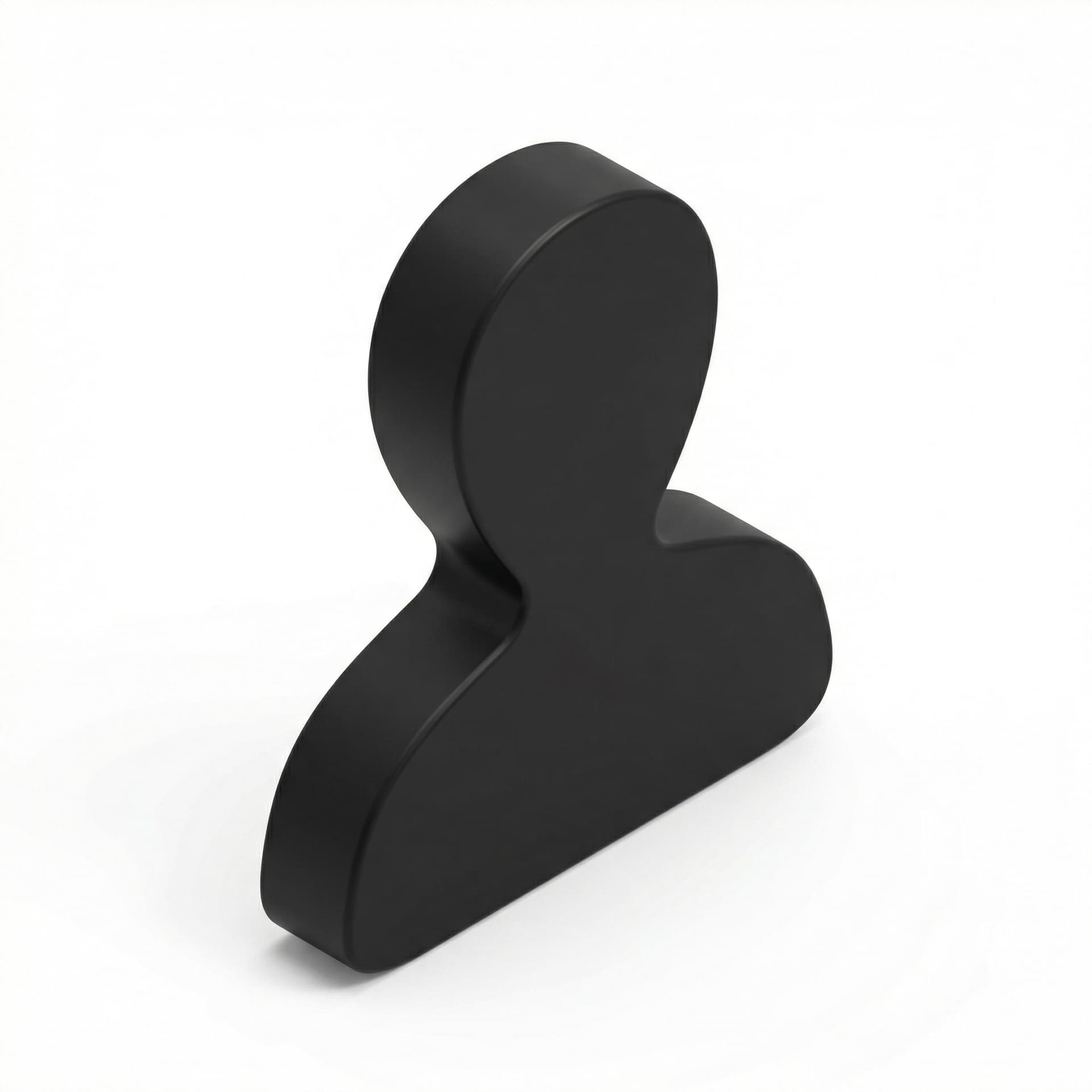 create black user profile 3d icon. without border. single minimal black user icon