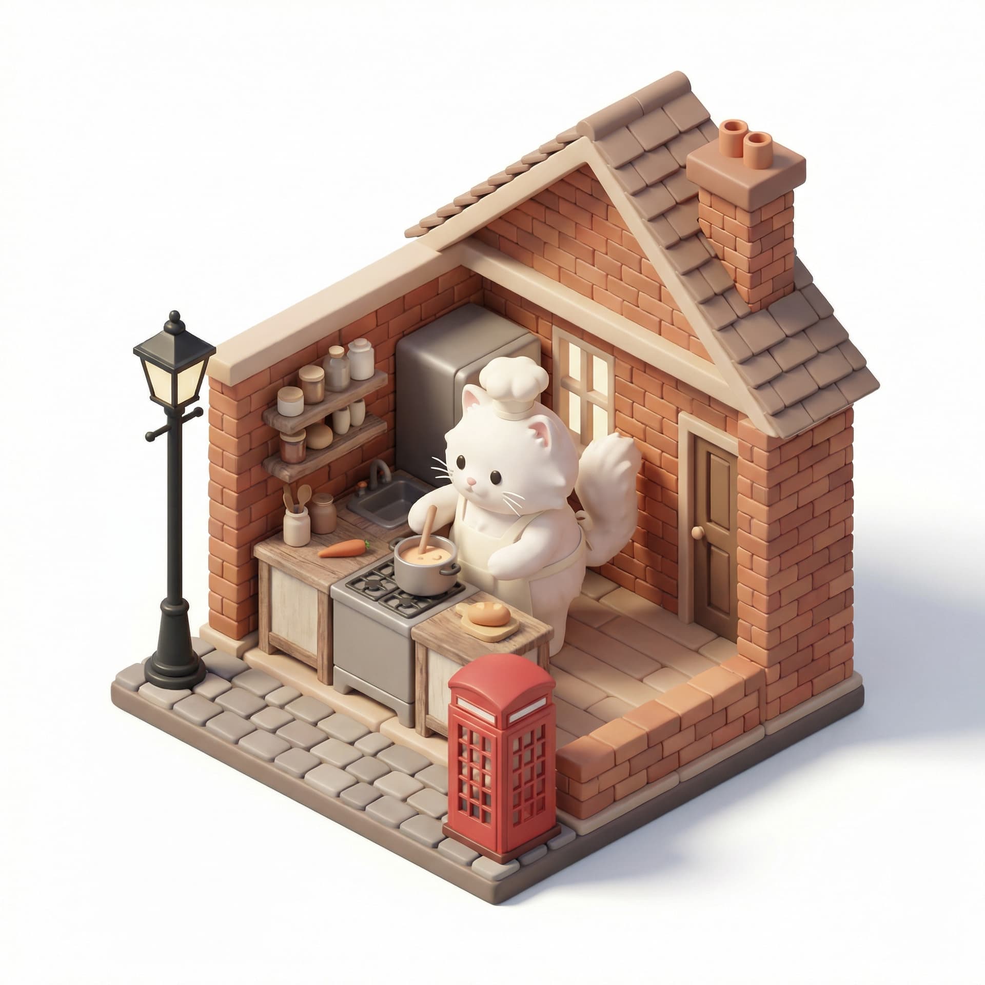 kucing anggora sedang memasak di perumahan london