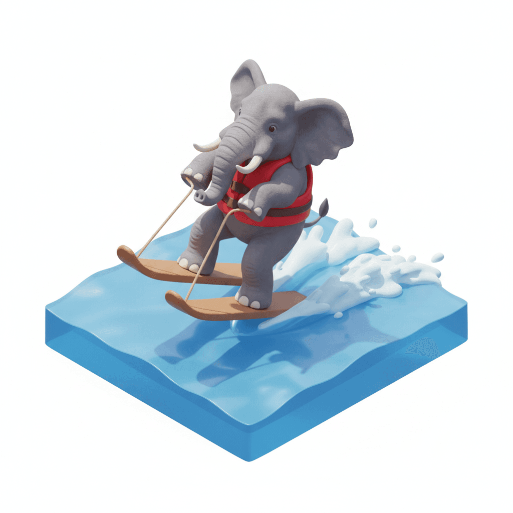 elephant doing waterski trick