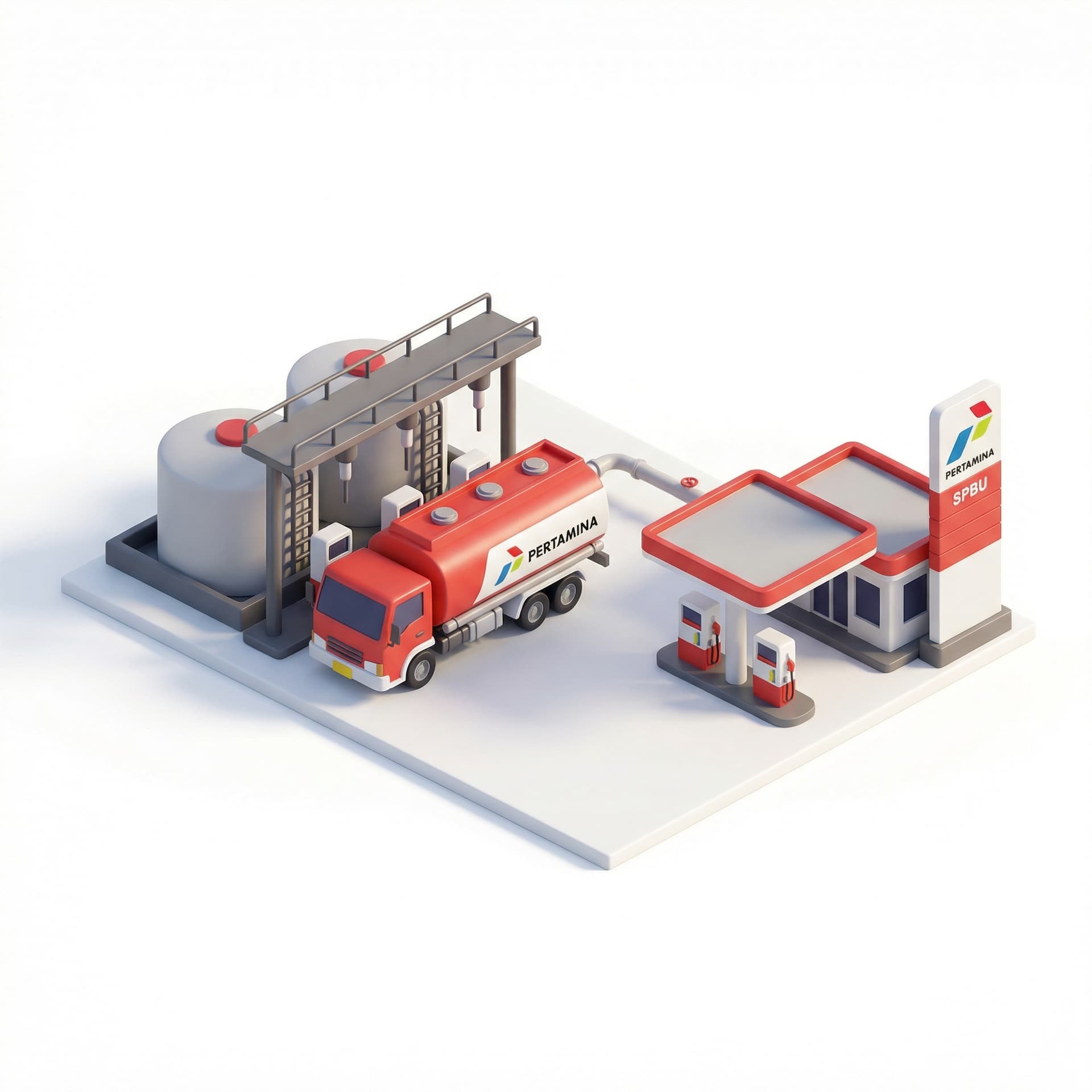 buatkan icon pendistribusian bbm fuel ke spbu dengan logo pertamina