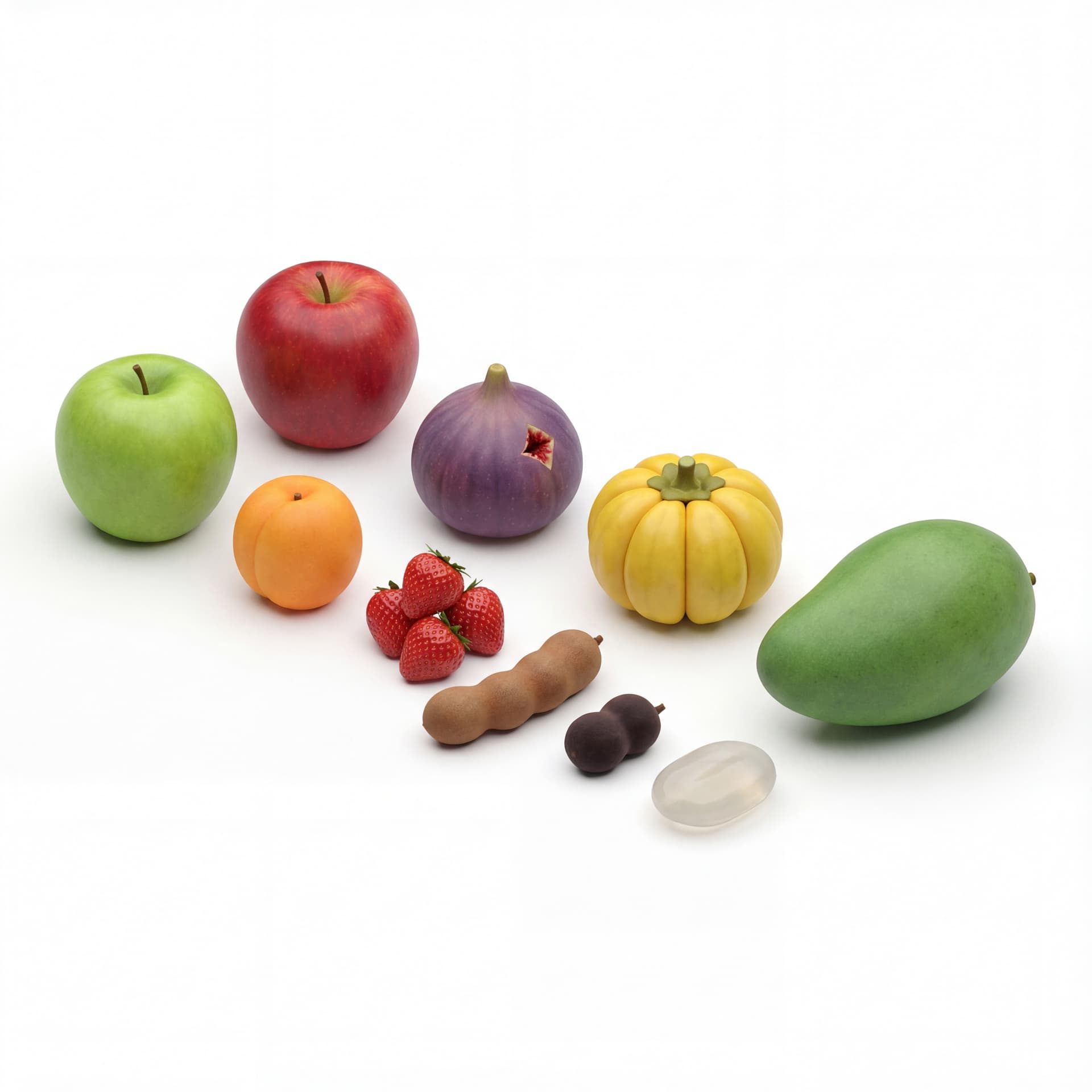 Apel Hijau (Malang), Apel Merah, Apricot, Ara (Tin), Arbei, Asam Gelugur, Asam Jawa, Asam Kranji, Atap (Kolang-kaling), Bacang