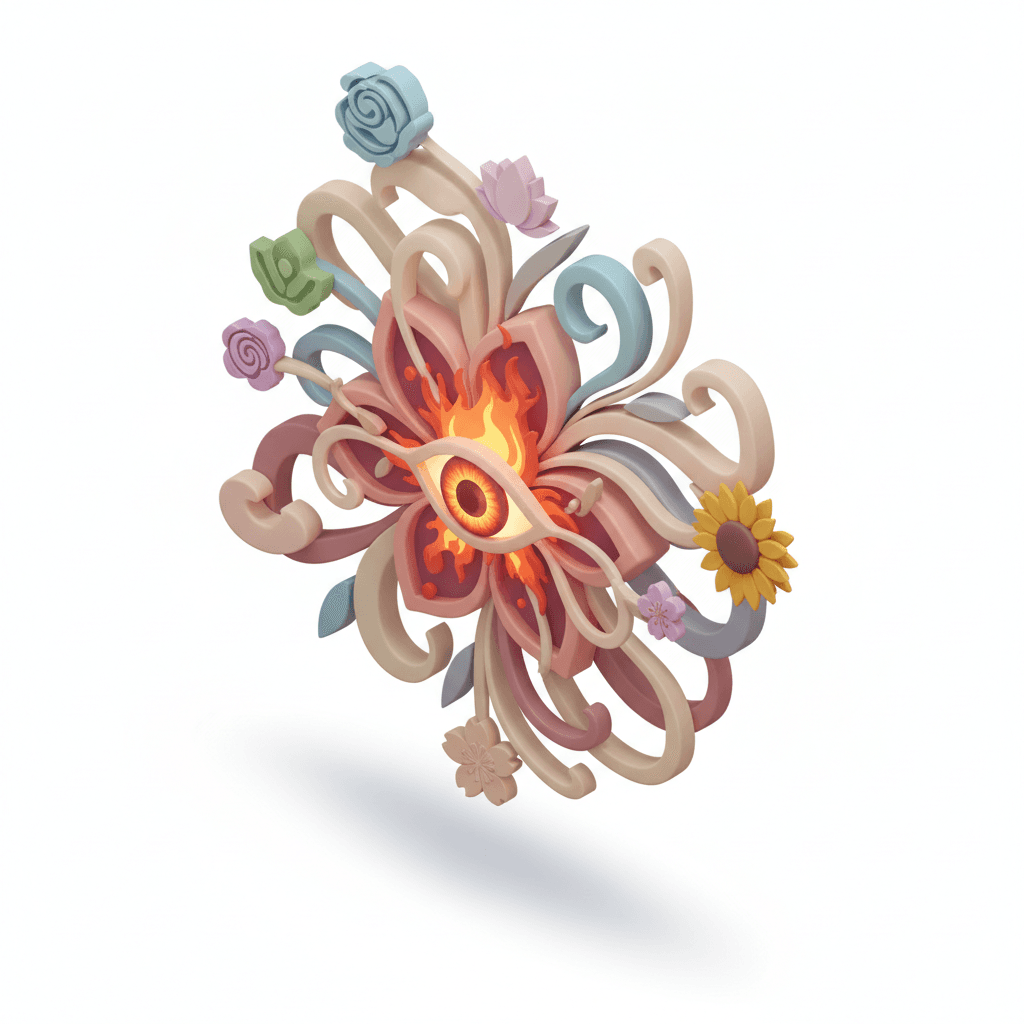 strong visual expression and flower symbols