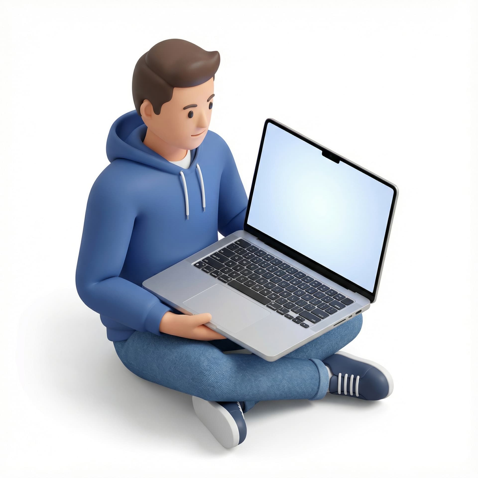 3D guy with laptop