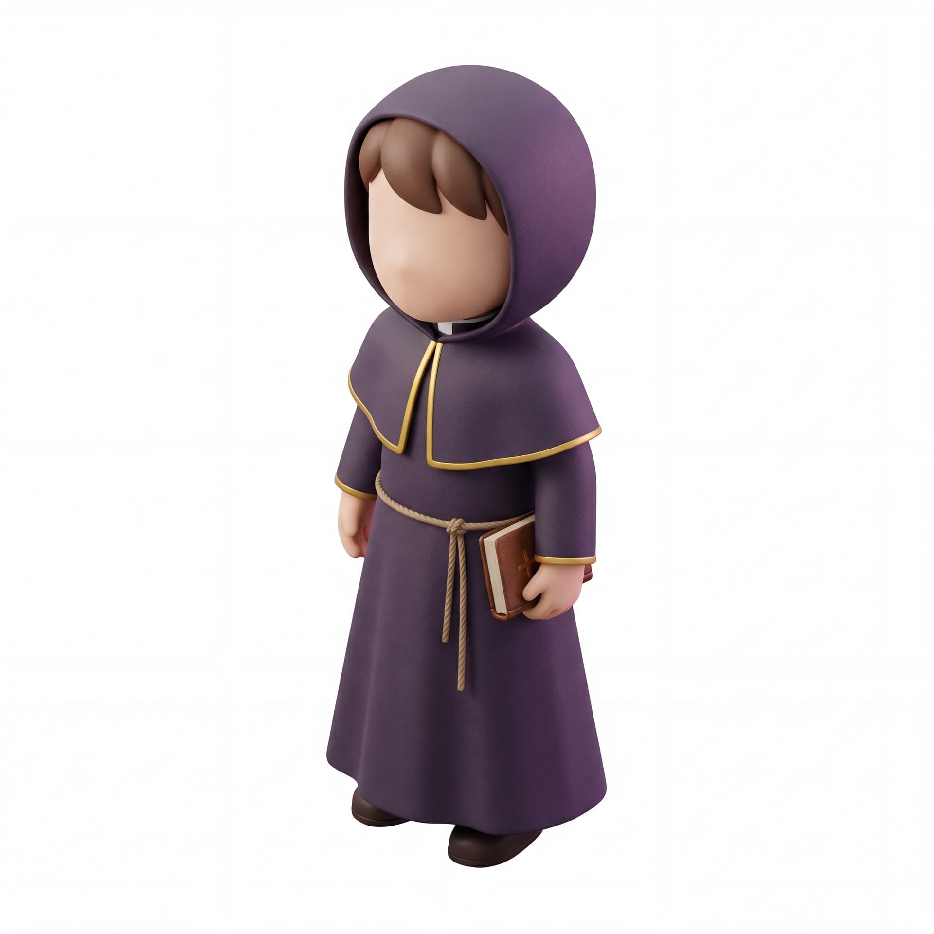 faceless boy character in cassula outfit