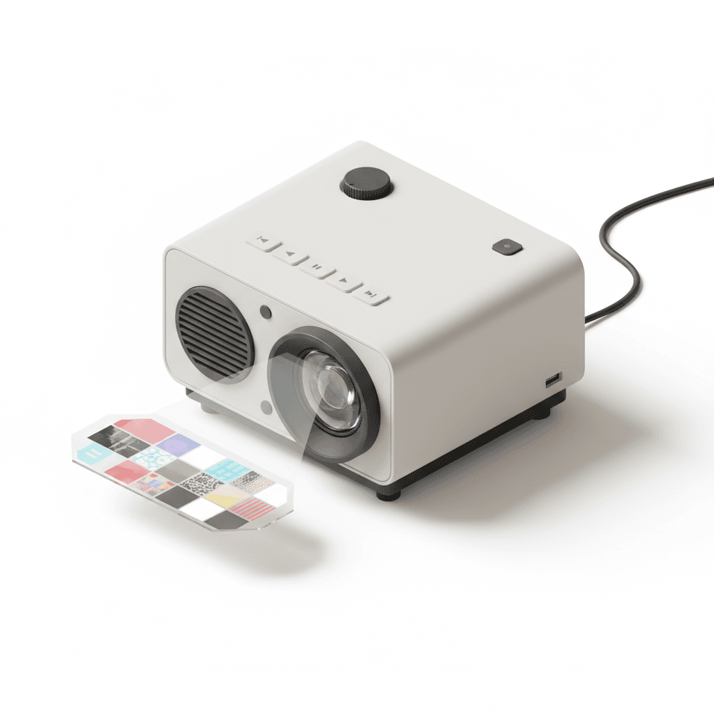 Projector for moodboard presentation inspired by Dieter Rams Braun design