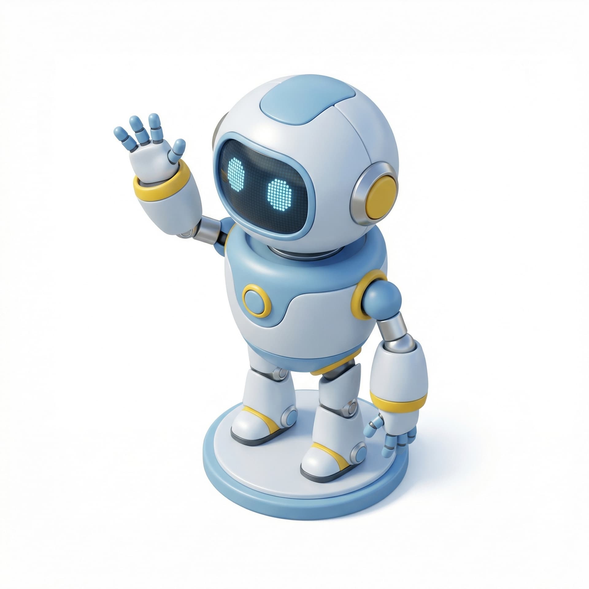 A cute robot waving hello