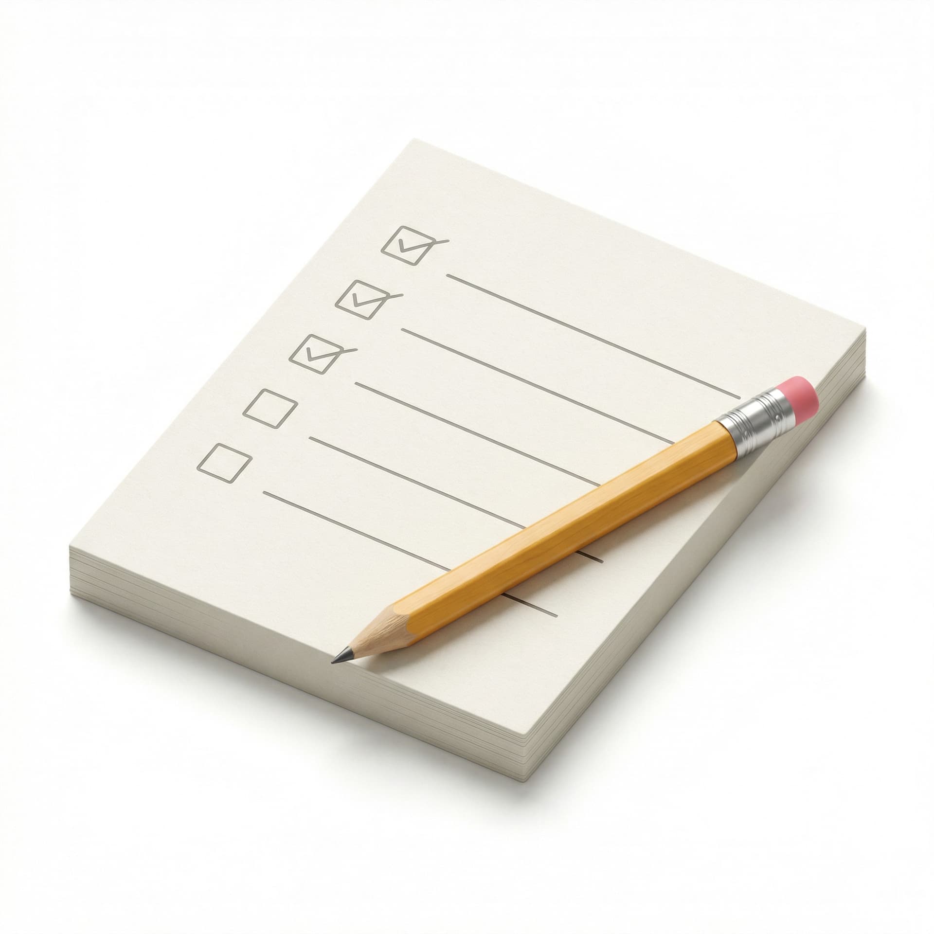 notes dengan 5 checklist dengan pensil