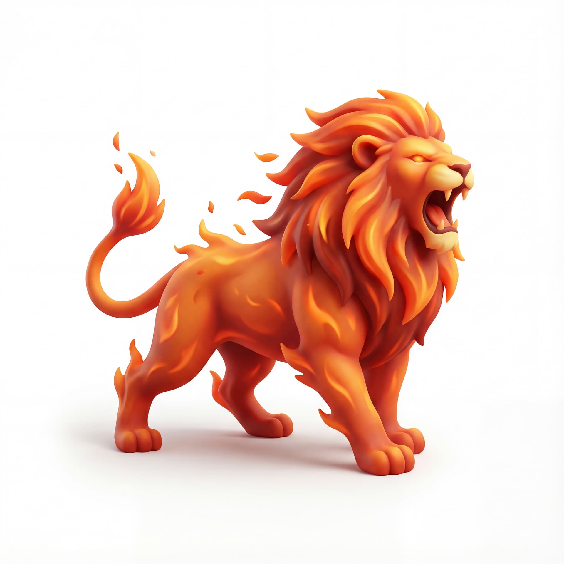 a roaring fiery lion