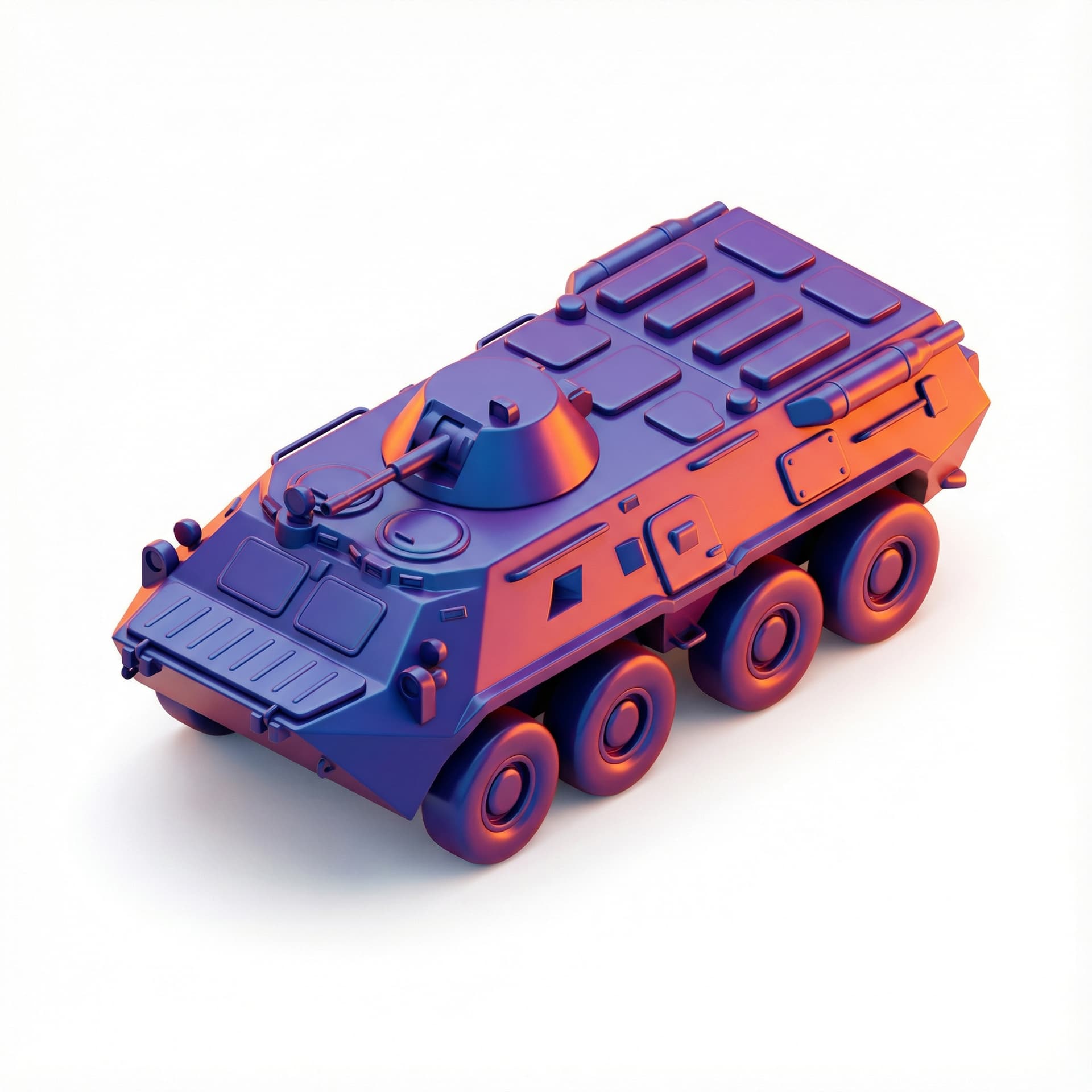 Armored Personnel Carrier with glossy vinyl and gradient vibrant color palette 