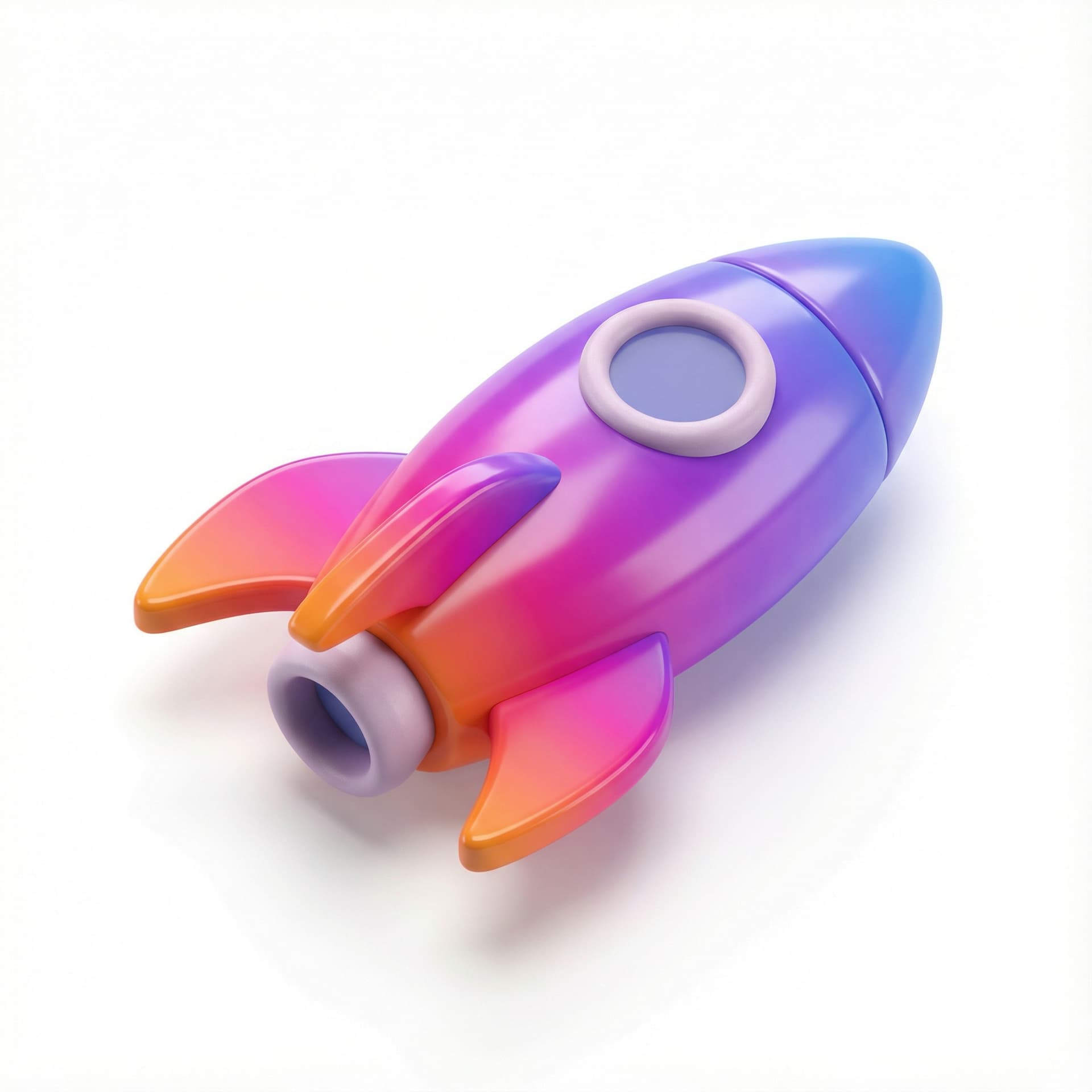 rocket ship with glossy vinyl and gradient vibrant color palette 
