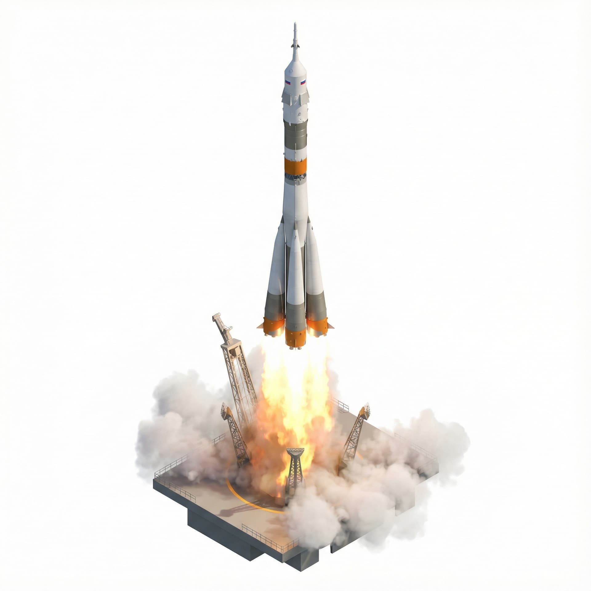 A rocket ship launching into space