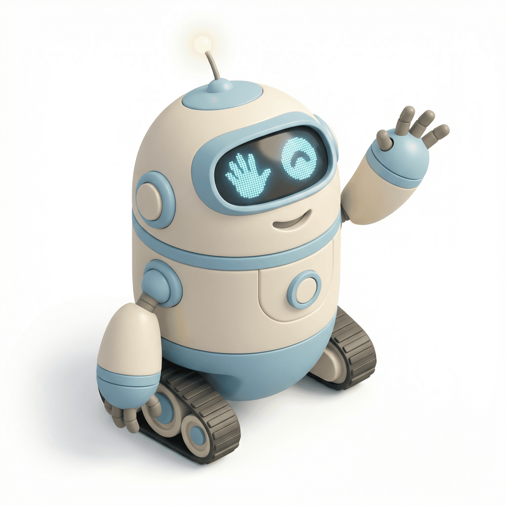 A cute robot waving hello
