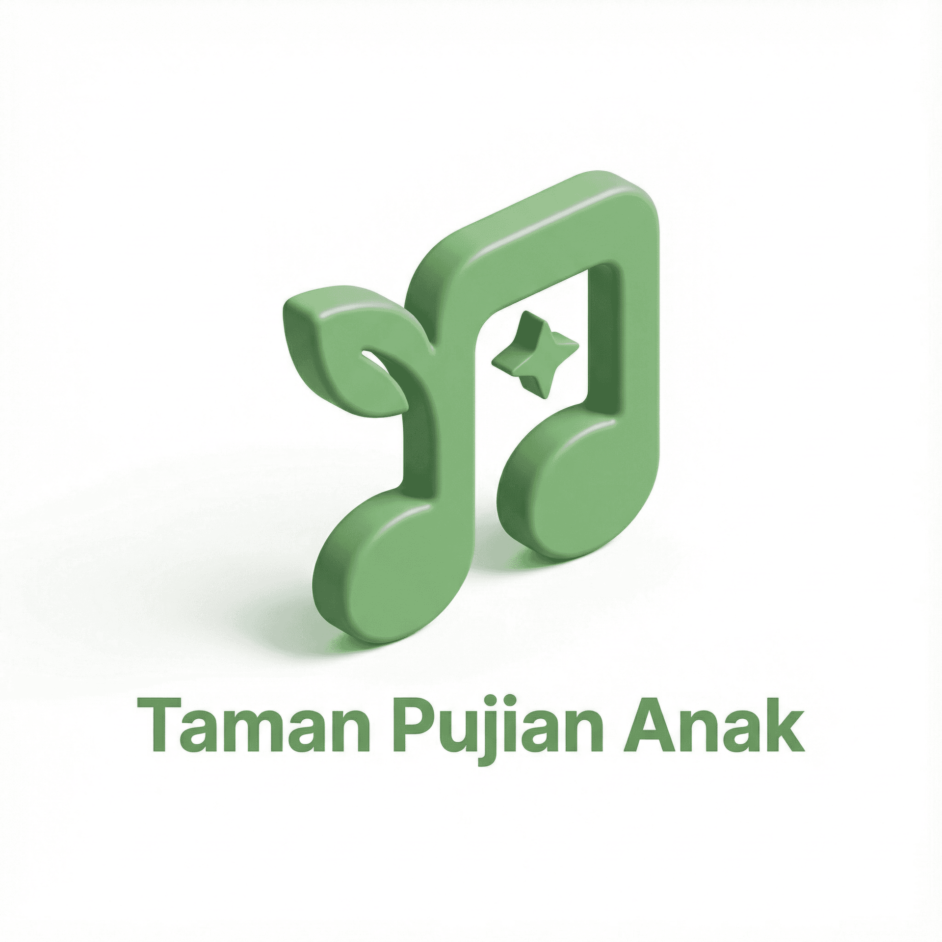 Create a monochrome (single-color) version of the “Taman Pujian Anak” logo.
Style: clean vector silhouette, bold shapes, no gradients, no shading.
Icon: sprout forming a simple music note + tiny star.
Deliverables: icon-only and icon+wordmark versions.
Background: transparent.
Constraints: must be clear at small sizes, no tiny details, no watermark.
