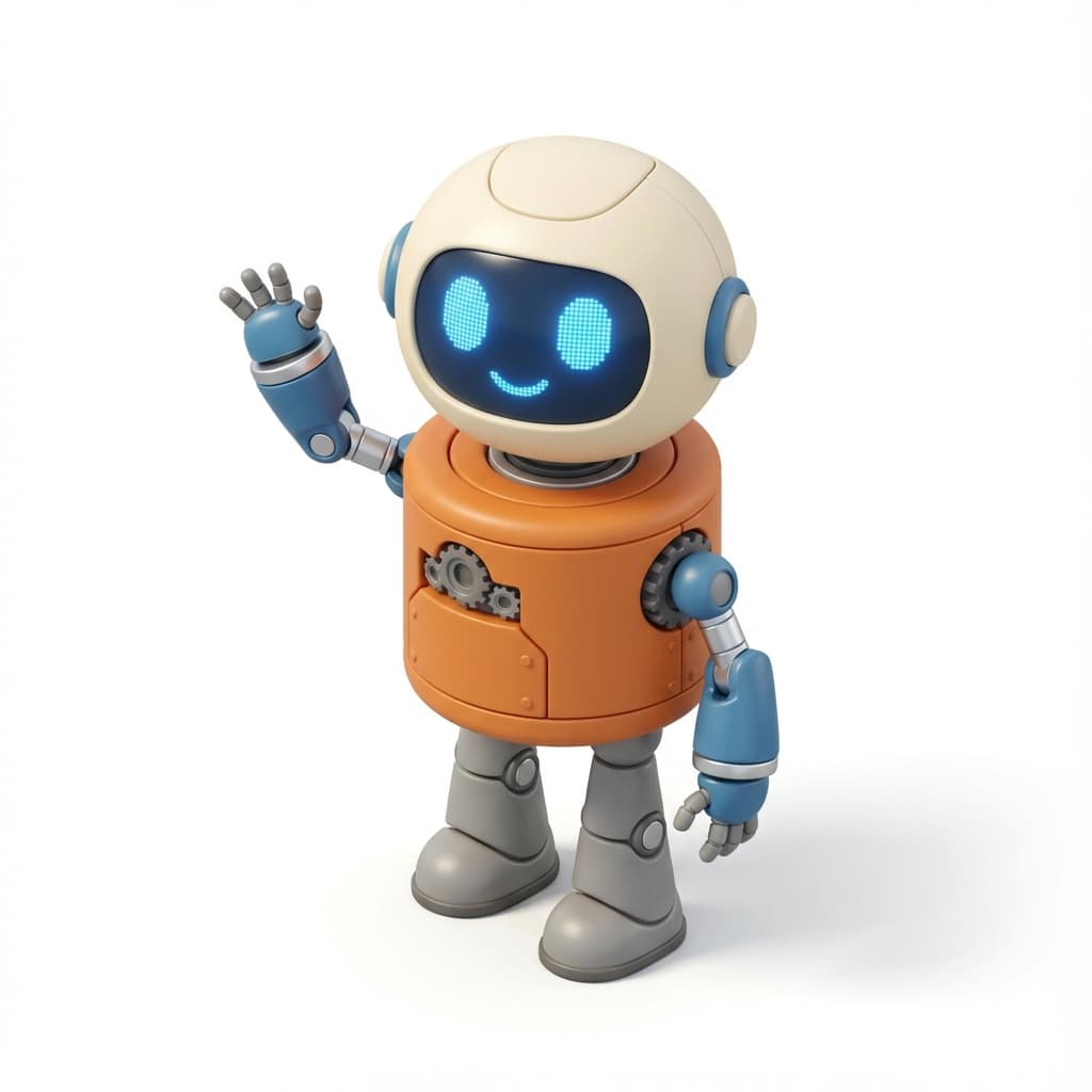 A cute robot waving hello