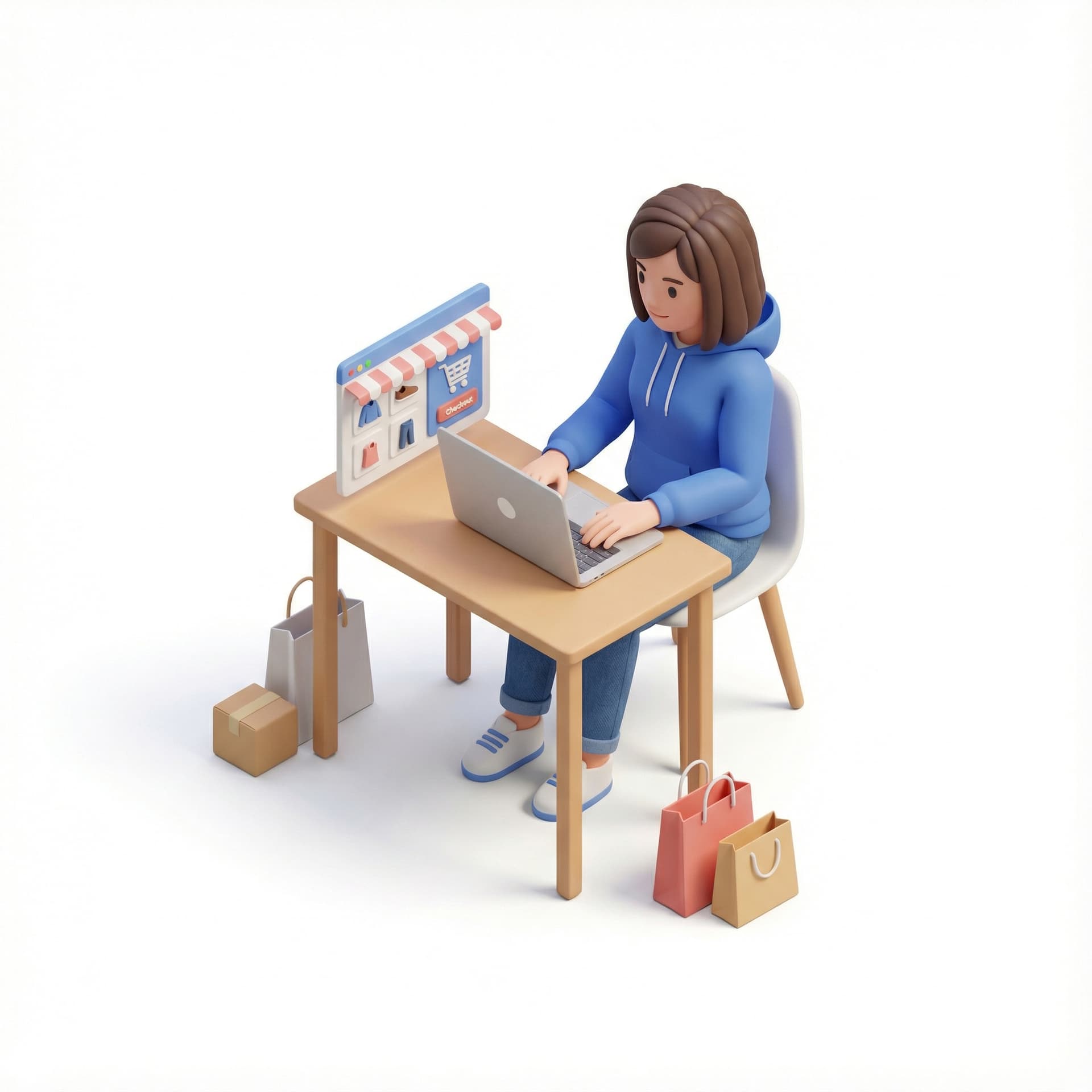 Girl browsing an ecommerce site