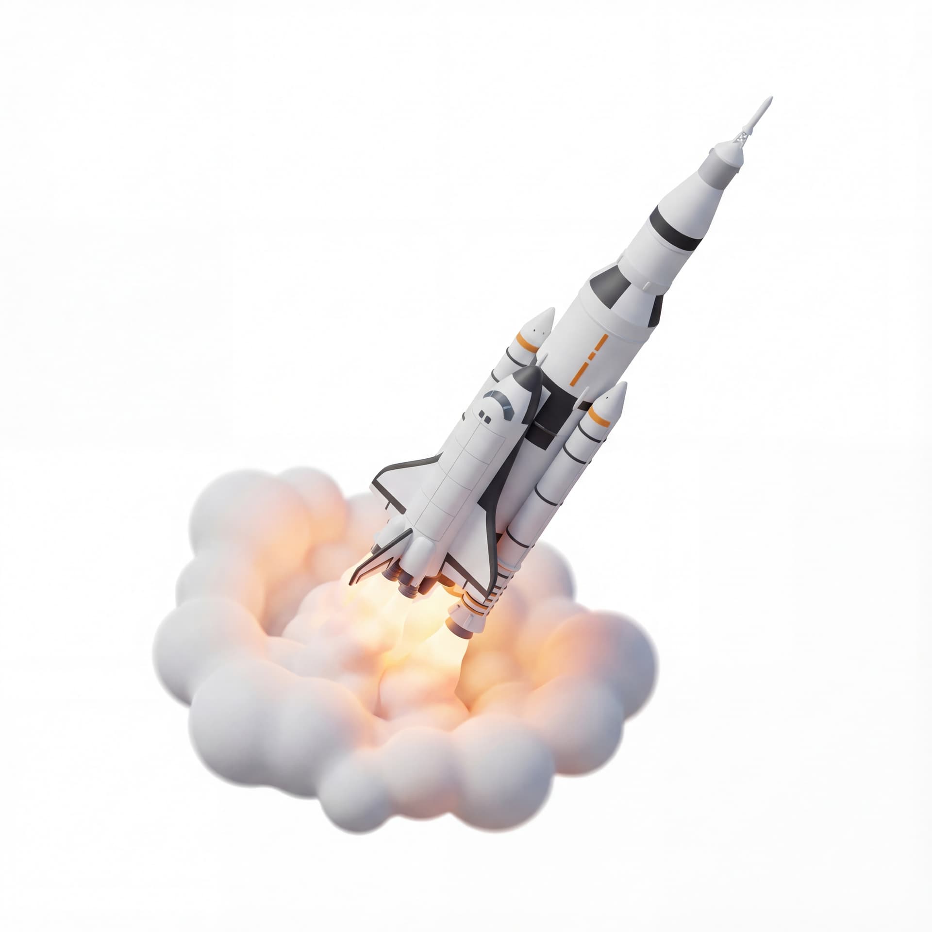 A rocket ship launching into space