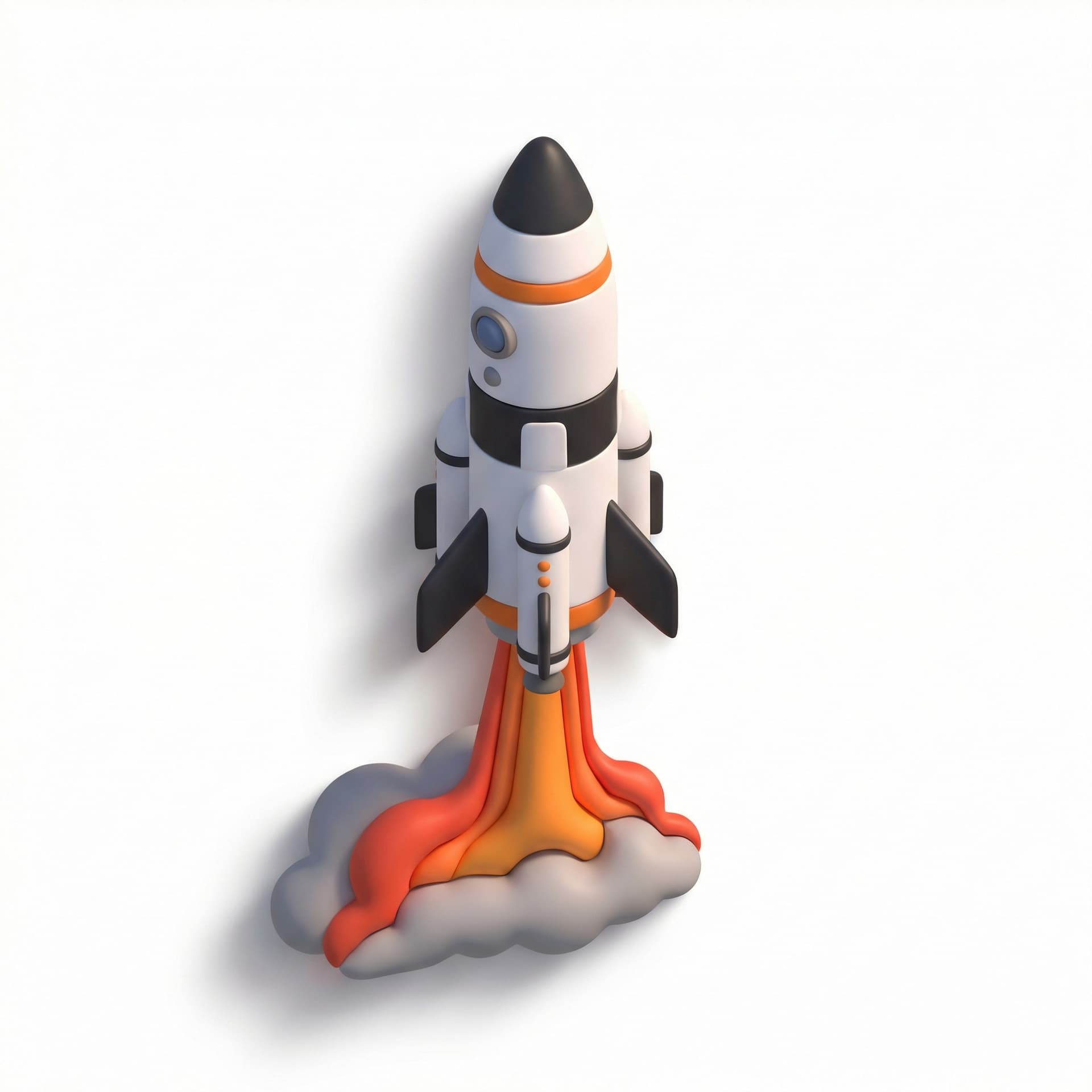 A rocket ship launching into space