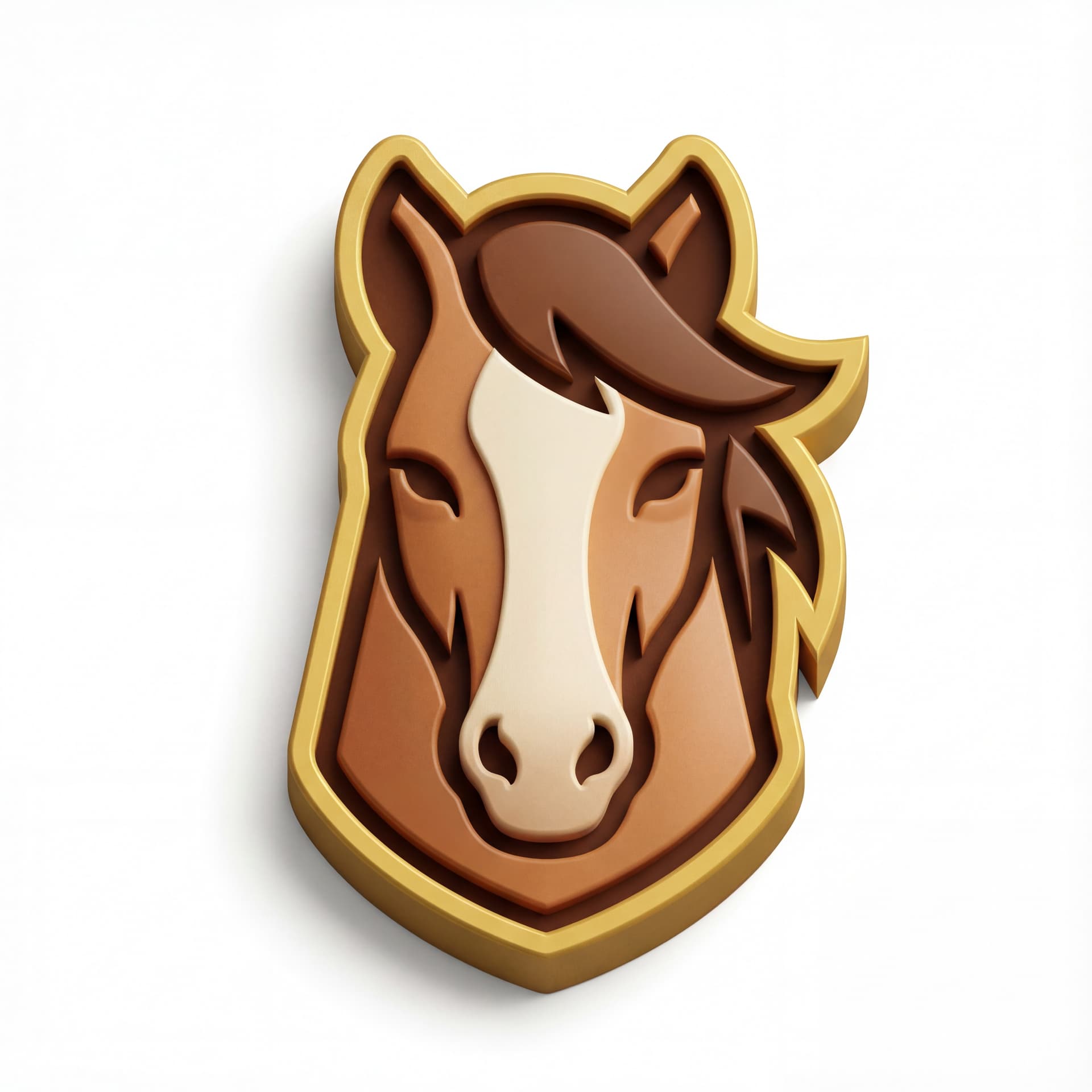 A horse head emblem icon with a symmetrical front-facing view, simplified mane shape, bold outline, isolated on a white background.