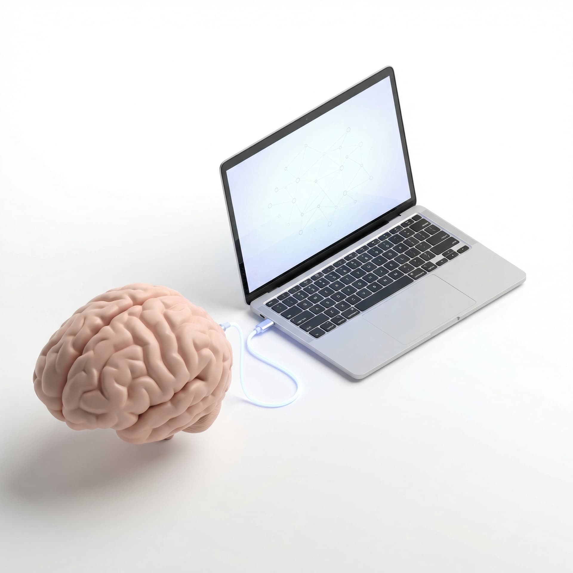 human brain connected to the computer