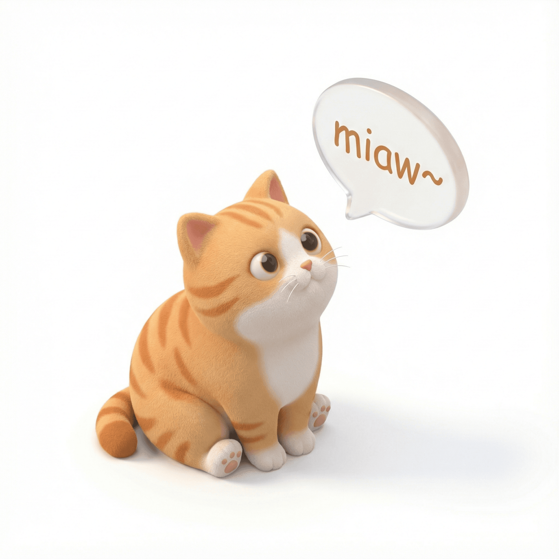 a cute cat with bubble chat "miaw~"
