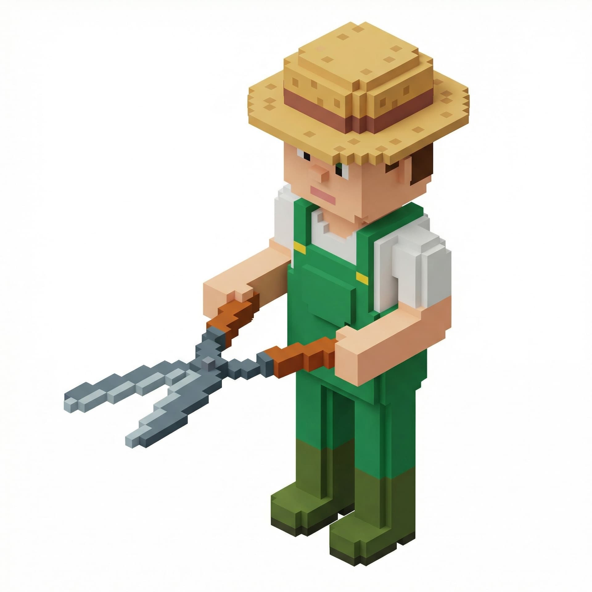 tukang kebun bawa alat potong, pixel style