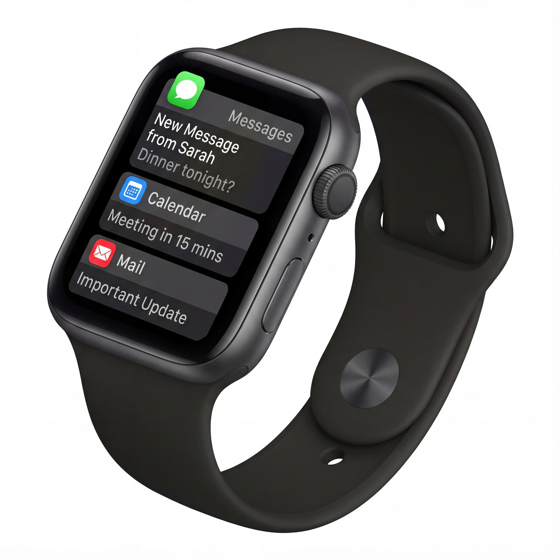 A smartwatch showing notifications