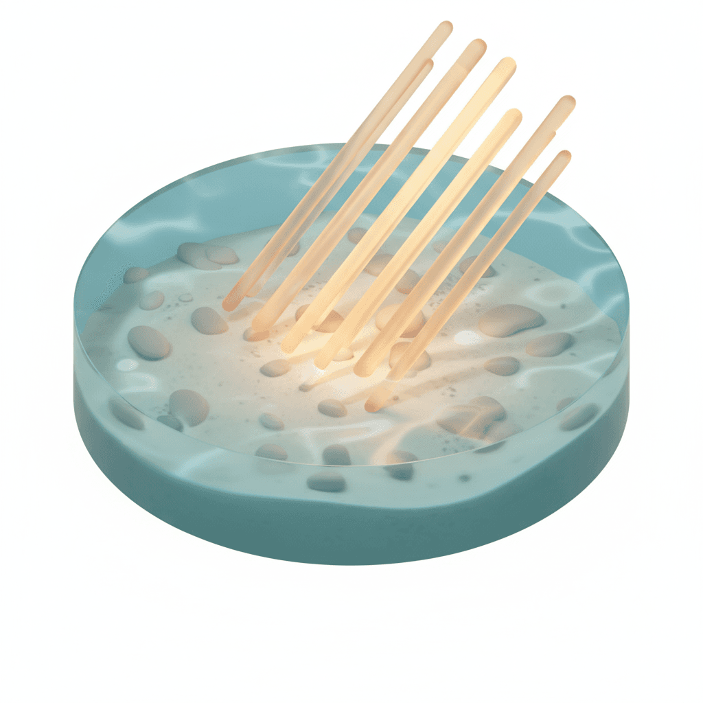 sunlight streaks hitting the surface