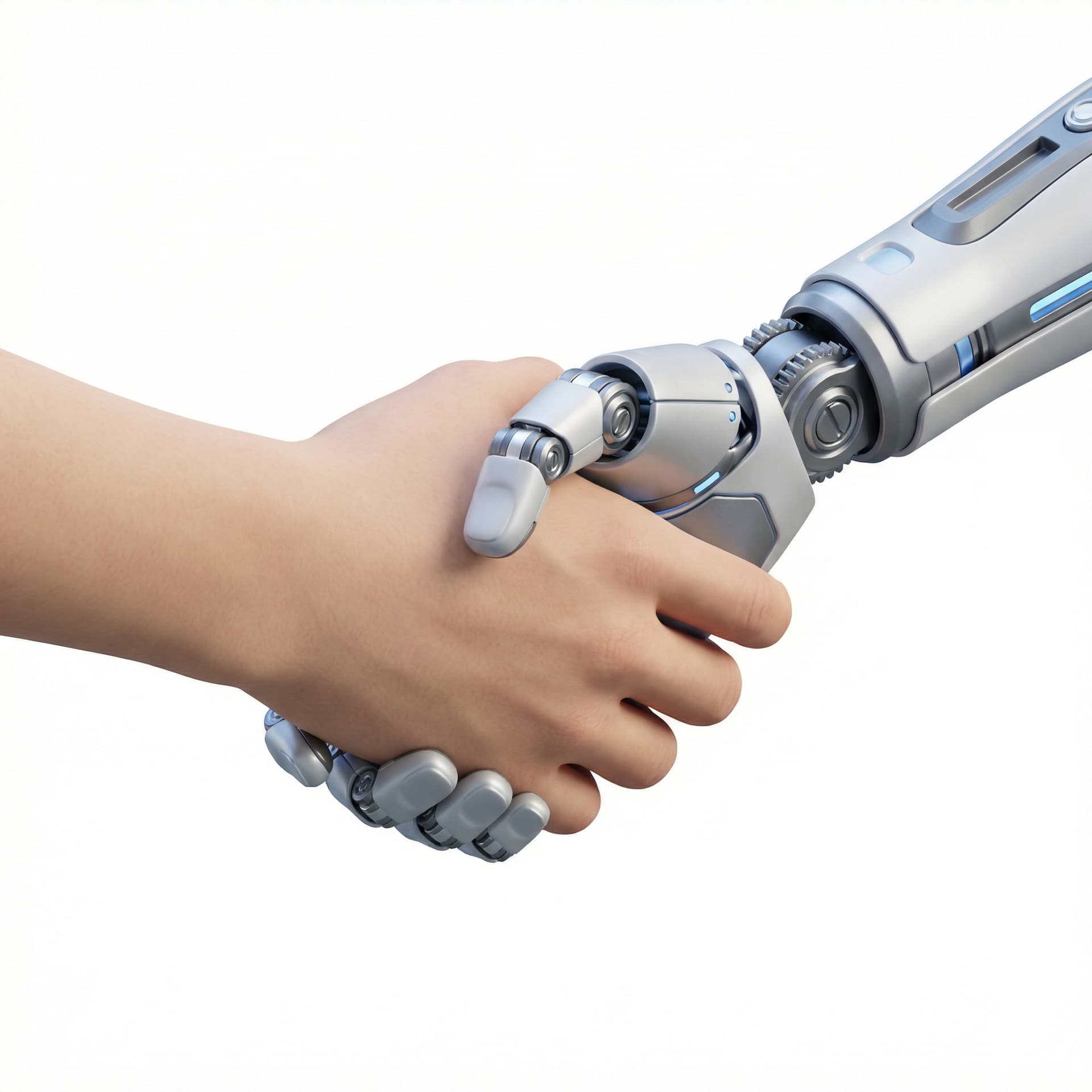 lef hand human, right hand robot shake 🤝🏻