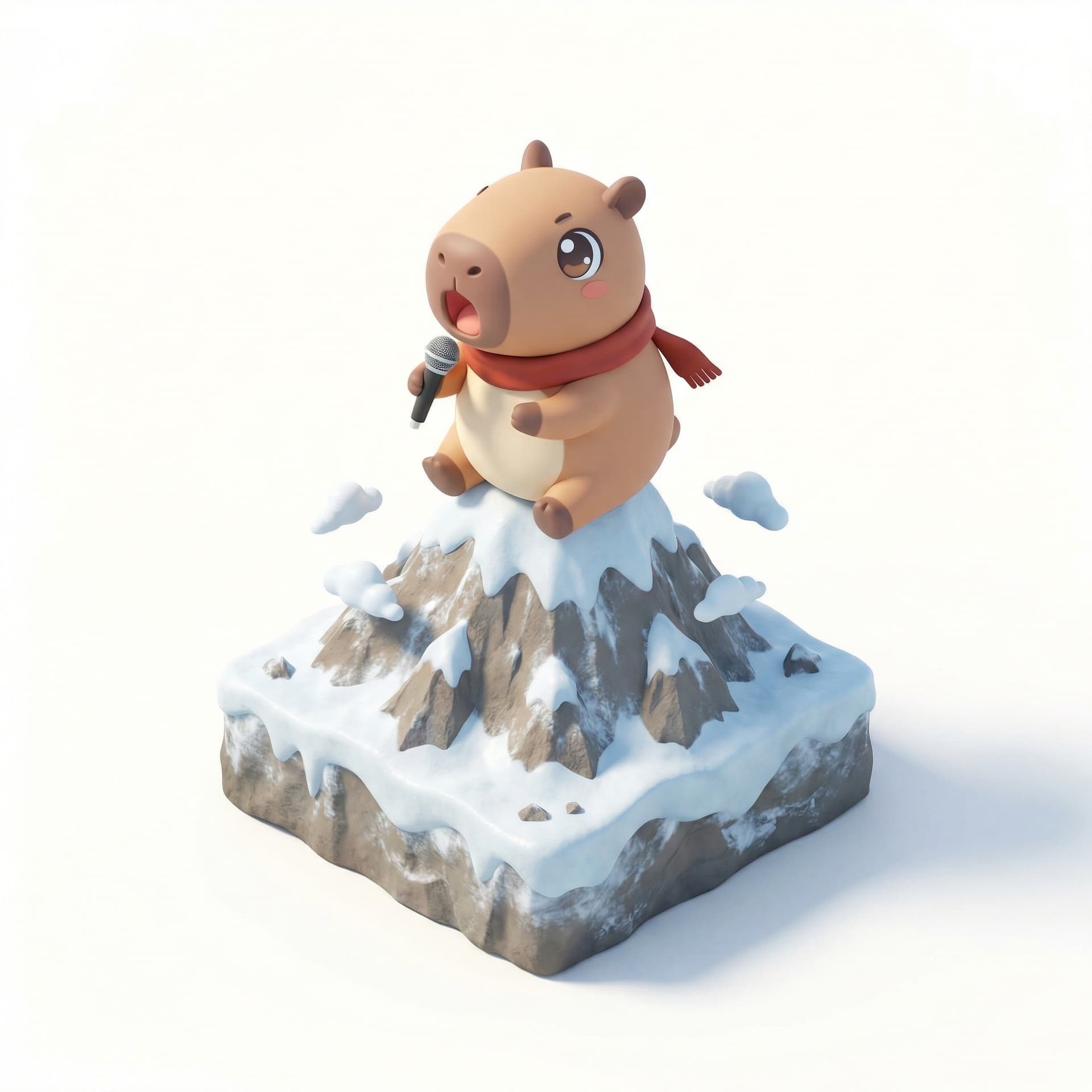 capybara singing at the everest peak, anime style