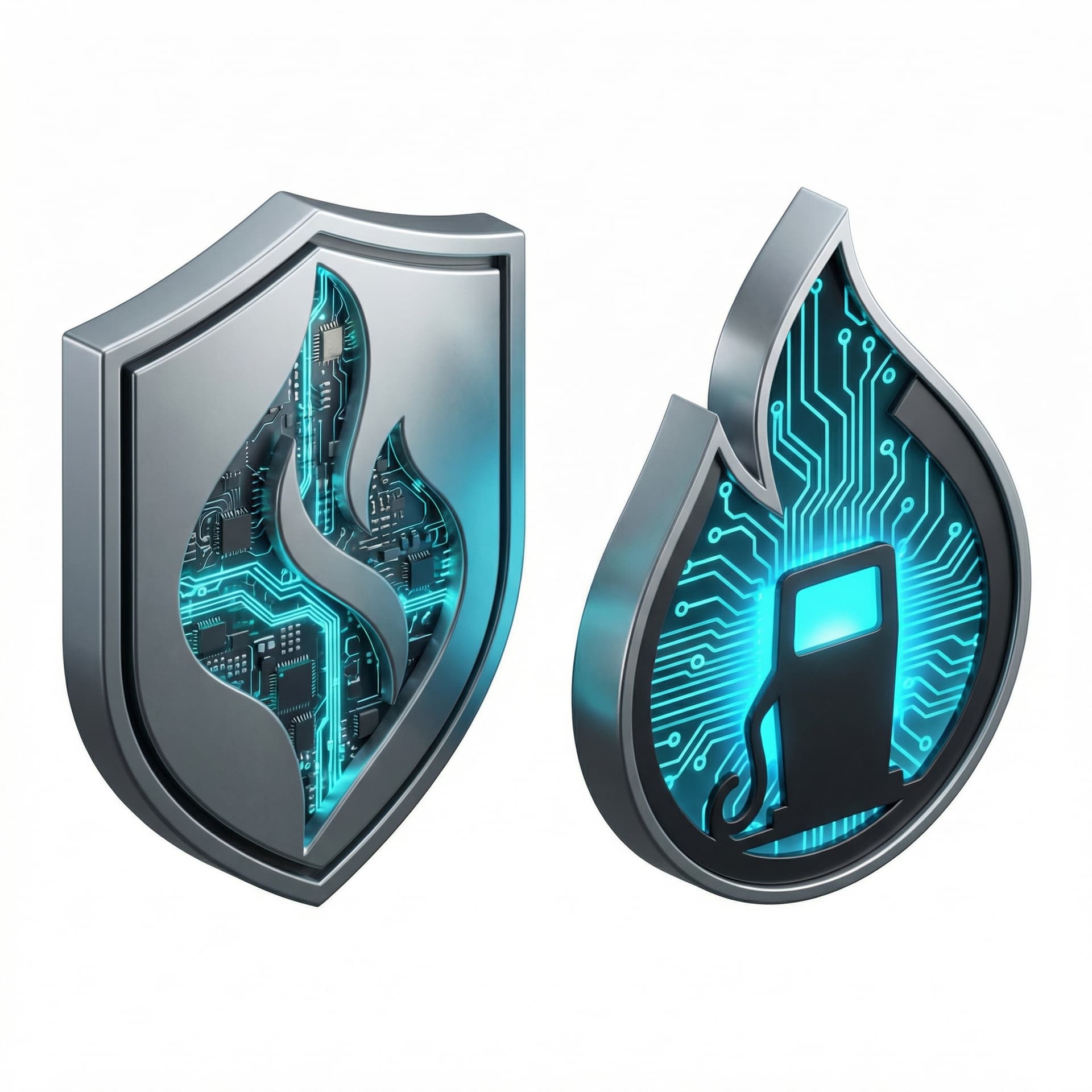 buatkan logo fuel digitalisation pakai warna pertamina Blue #0C76BB (dominant) Red #E13D3F (accent) Green #ABC337 (accent). Jangan ada pakai warna diluar biru merah hijau yang sudah ditentukan, dan buatkan beberapa posisi 