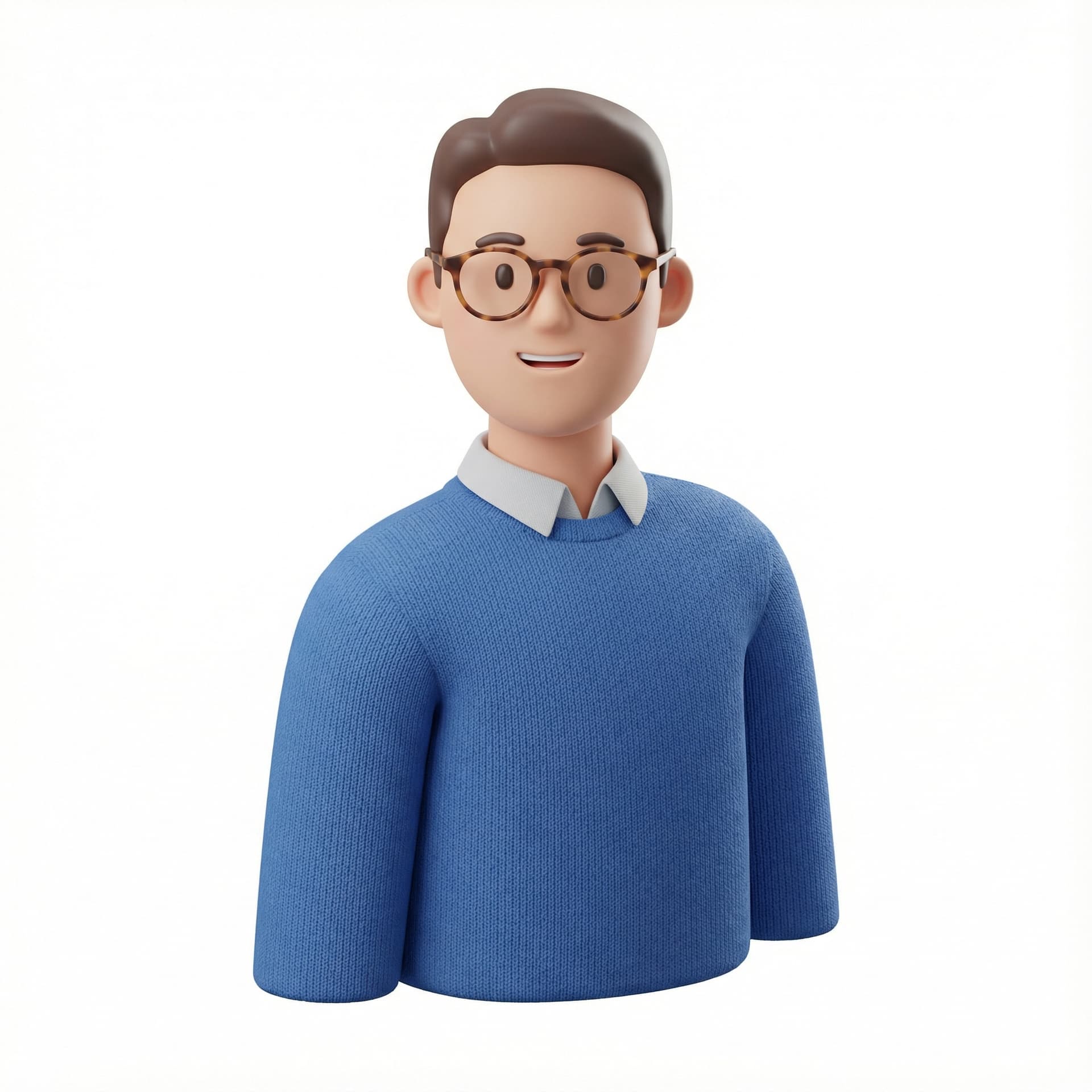 buatkan aku karakter orang pakai kacamata, setengah badan 