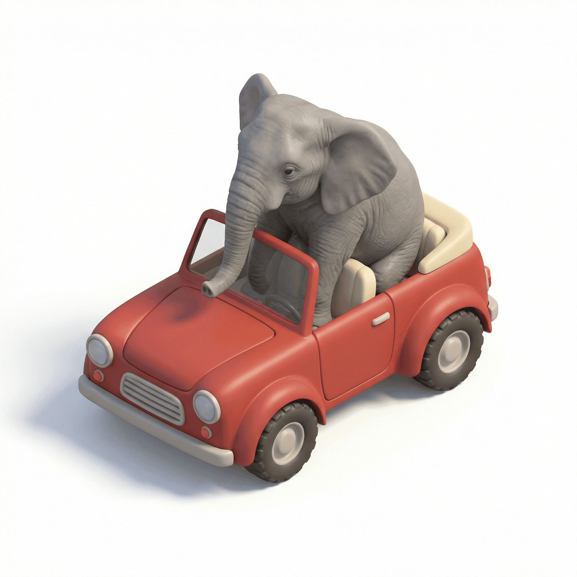 Gajah duduk di mobil