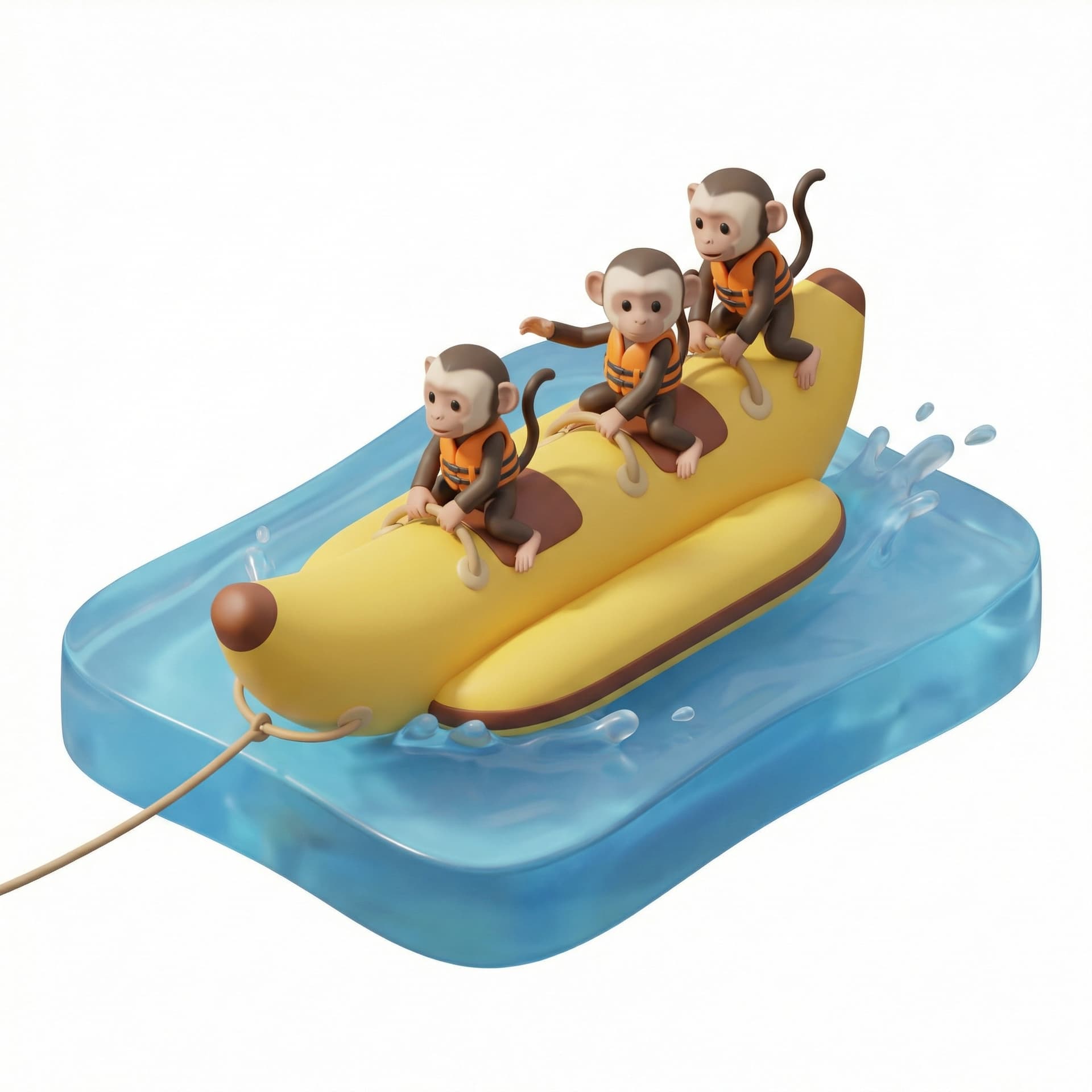 'Monkeys riding banana boat