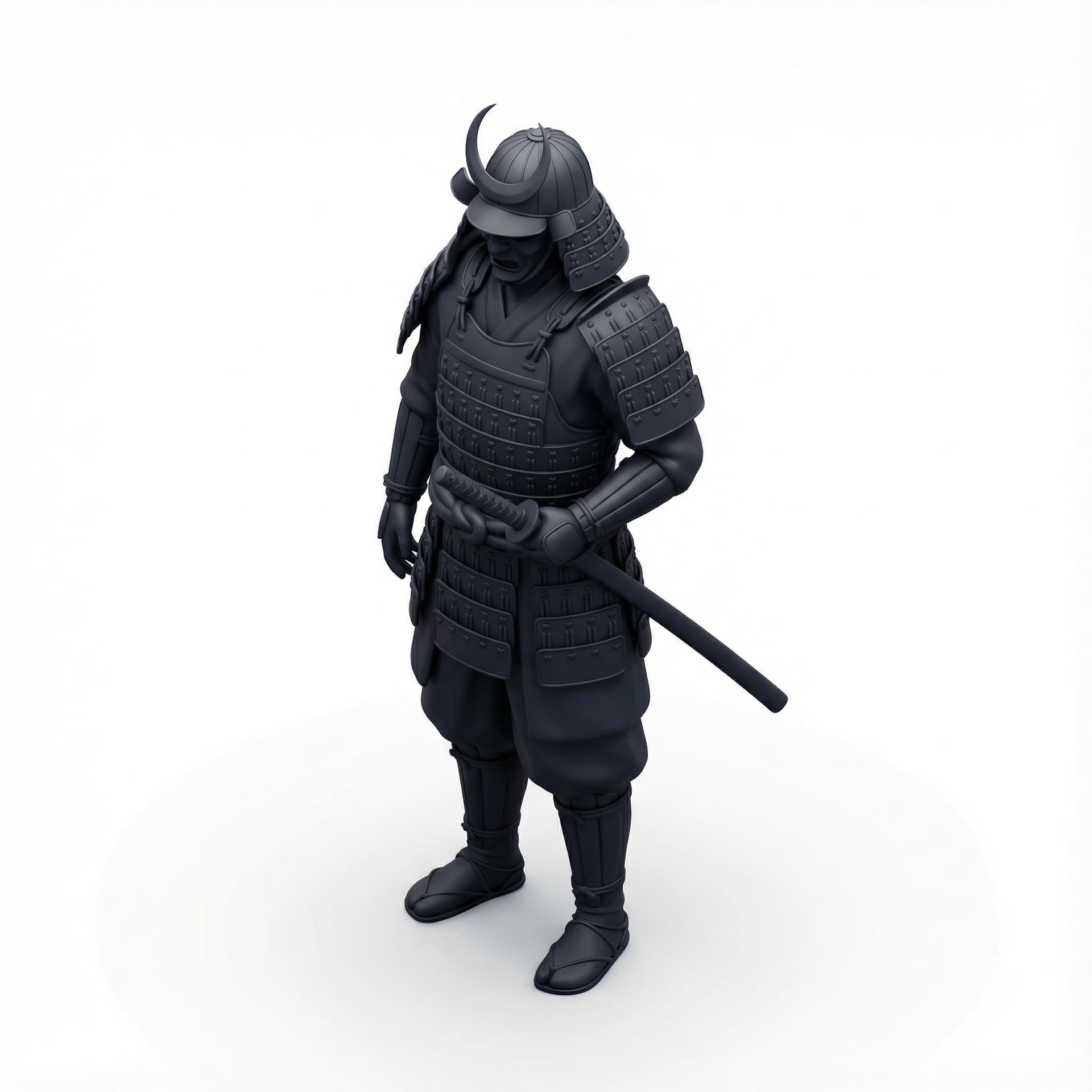 a shadowy hyperrealistic samurai