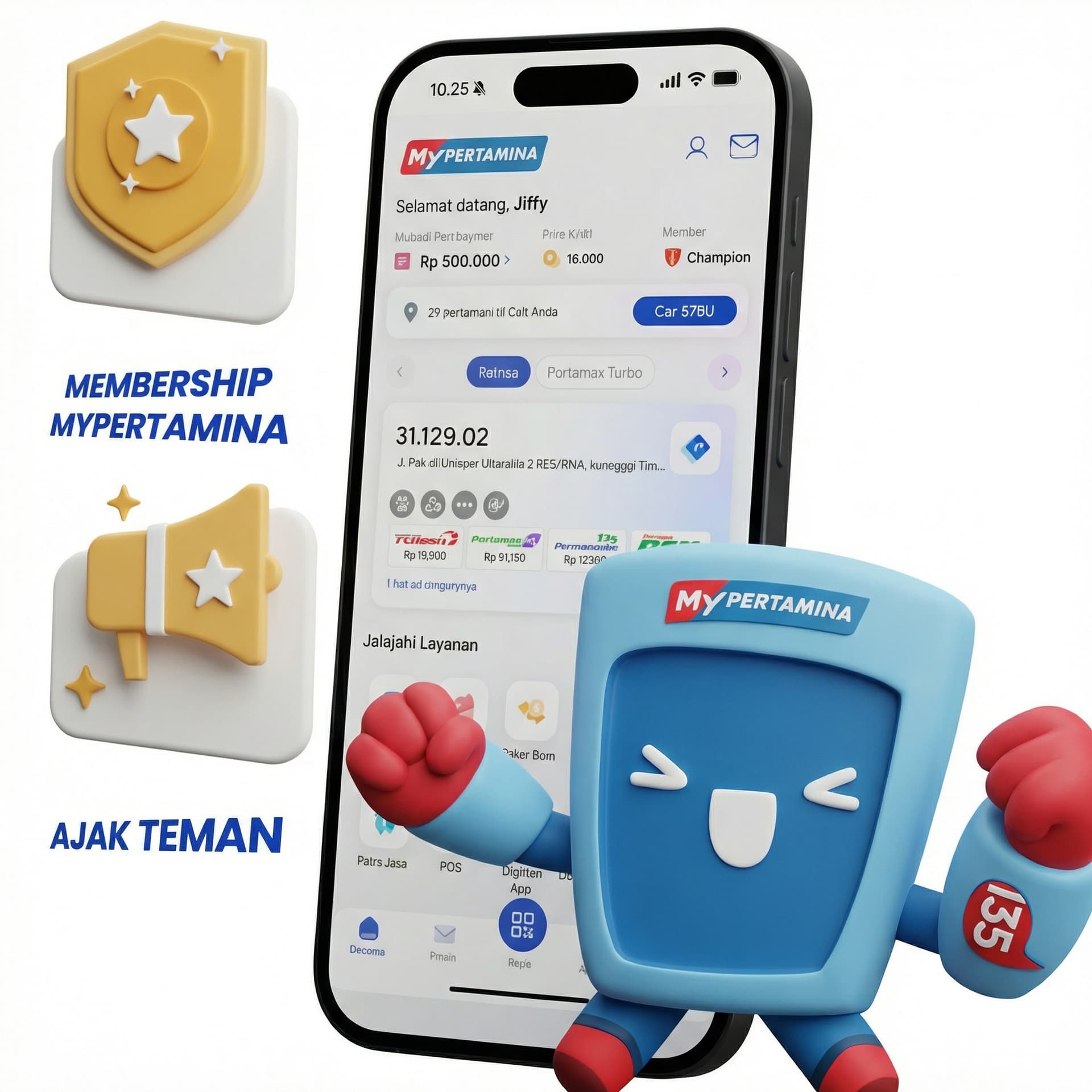 create use mascott pertamina and there is dispencer spbu pertamina