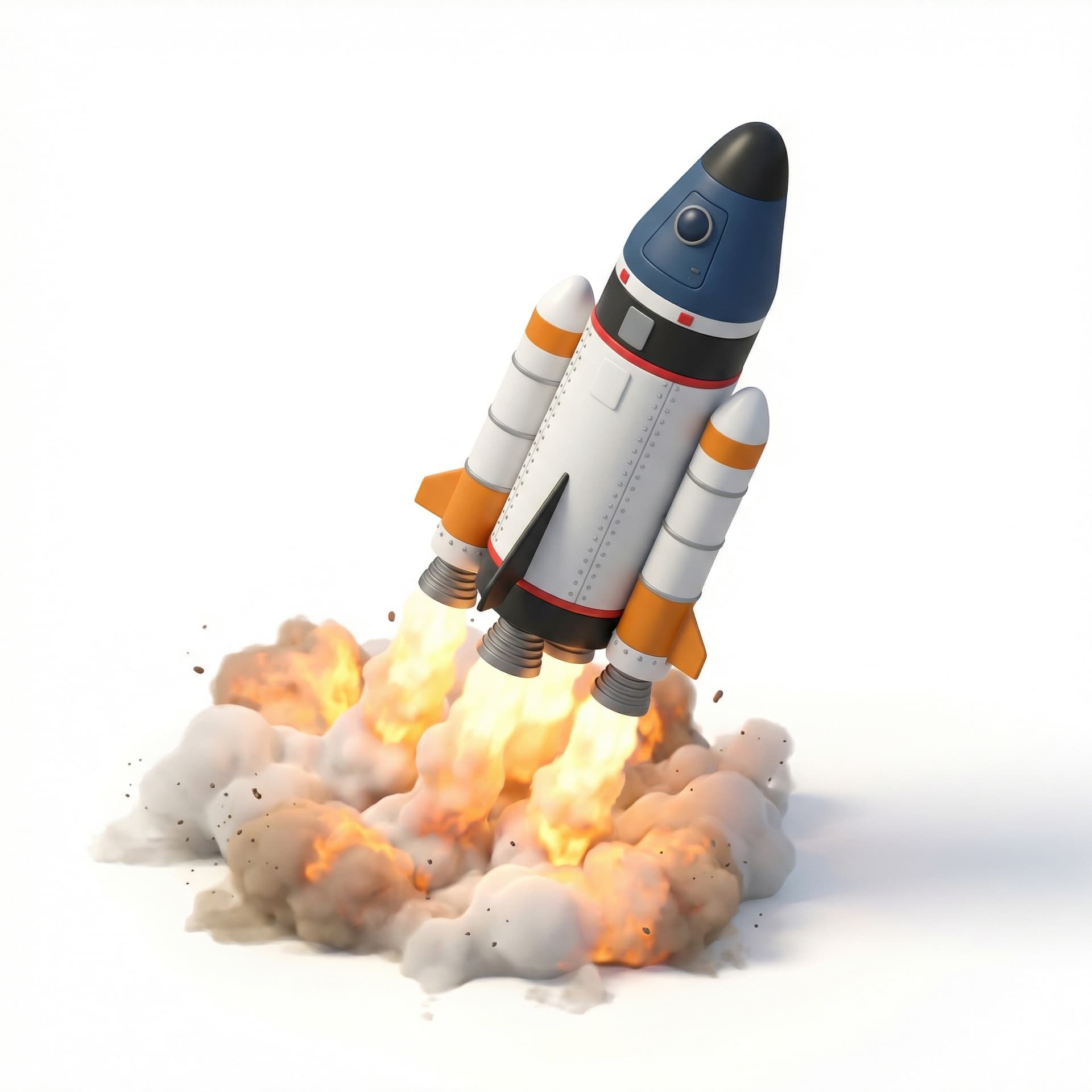 A rocket ship launching into space